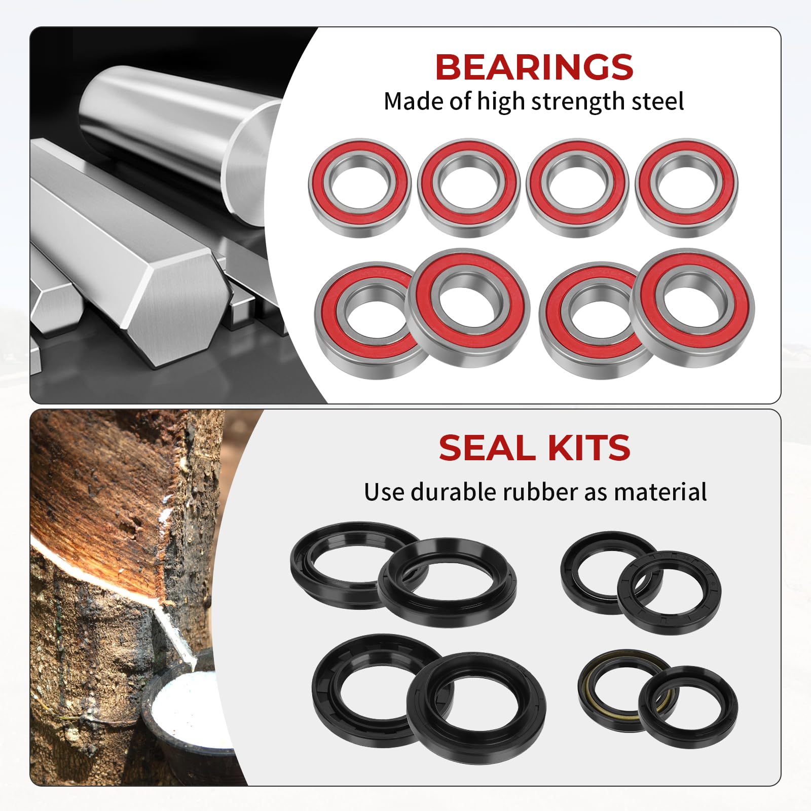 Front & Rear Wheel Bearings Seals for Yamaha Rhino 450 Rhino 660 Rhino 700 2005-2013, OEM# 93106-42800-00 93106-38800-00 93106-3