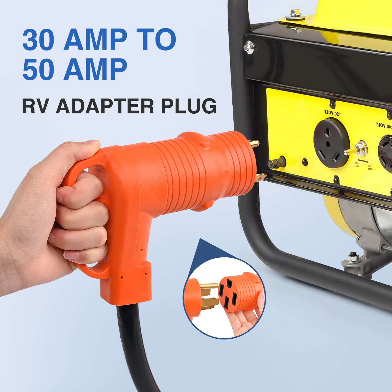 Nilight 30 Amp To 50 Amp Rv Power Adapter 3 Prong 125/250 Volt Heavy Duty Converter Tt-30P To 14-50R 30A Male Plug To 50A Female