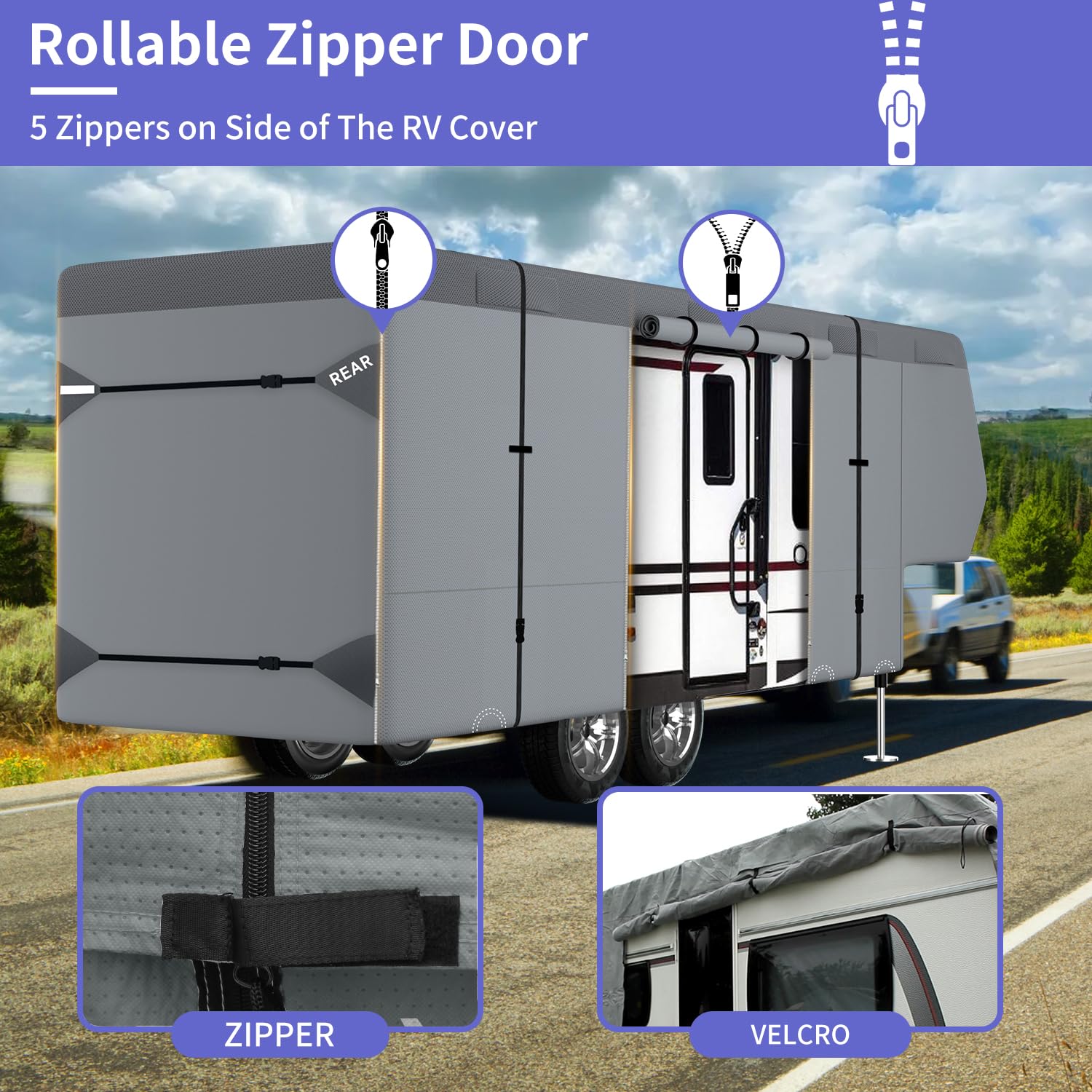 Umbrauto 5Th Wheel Rv Cover Upgraded 7 Layers Top Anti-Uv Waterproof Breathable Camper Covers Fits 28' - 31' Travel Trailer Moto