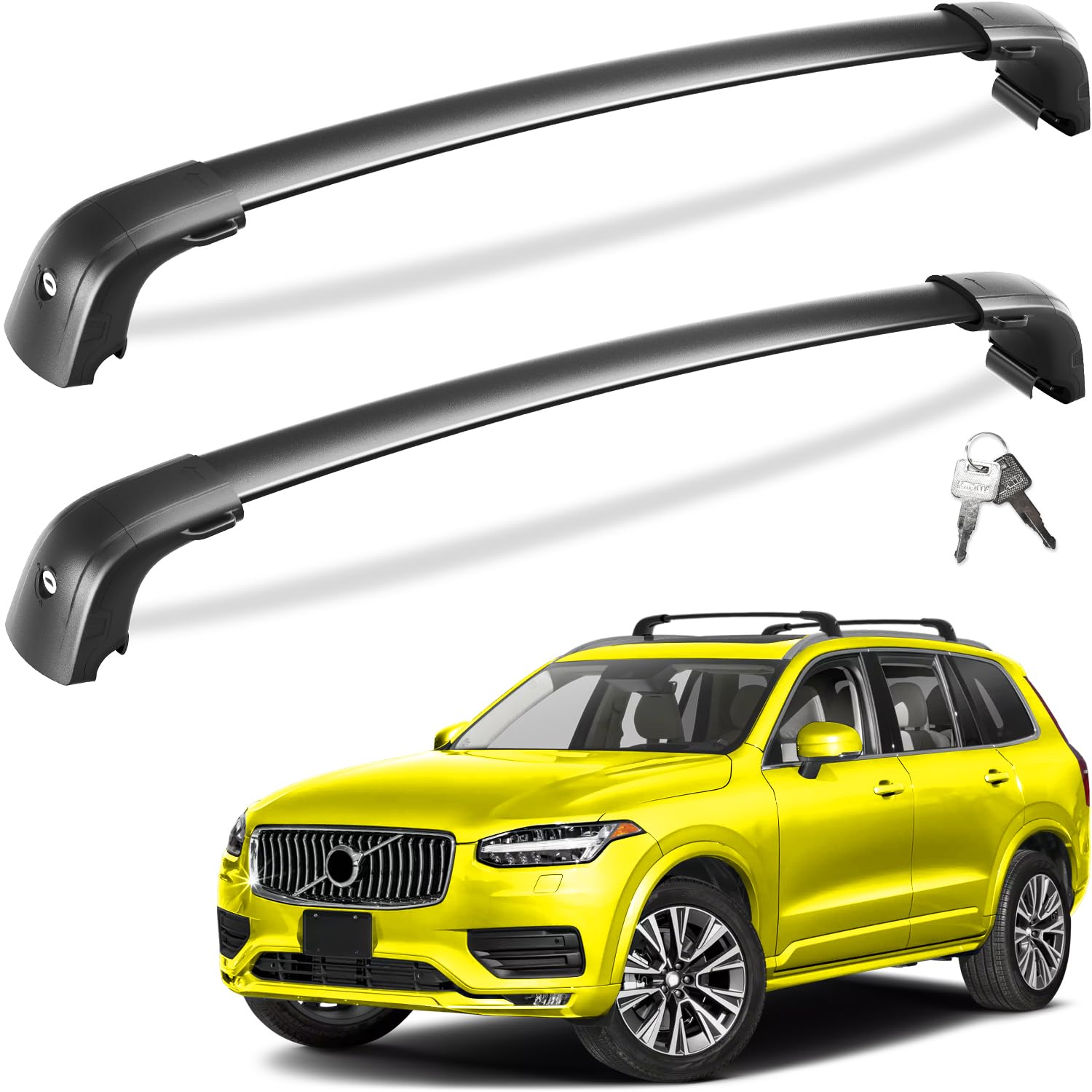 Tuyoung 220lbs Lockable Roof Rack Cross Bars Compatible with Volvo XC90 XC-90 2016-2025,Heavy Duty Aluminum Roof Rails Crossbars
