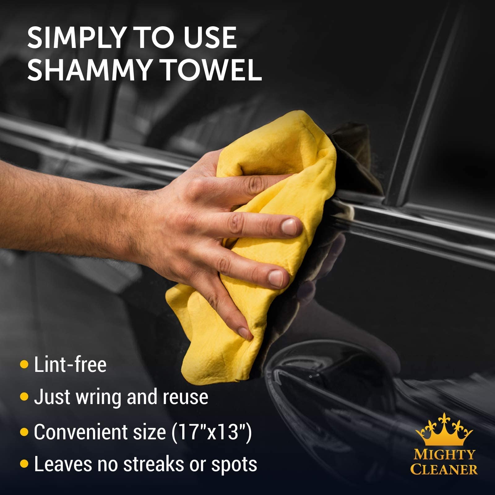 Premium 2Pk Mini +1 Free Shammy Cloth For Car Drying - (17X13) - Super Absorbent Chamois Towel For Car - Reusable Shammy Towel F