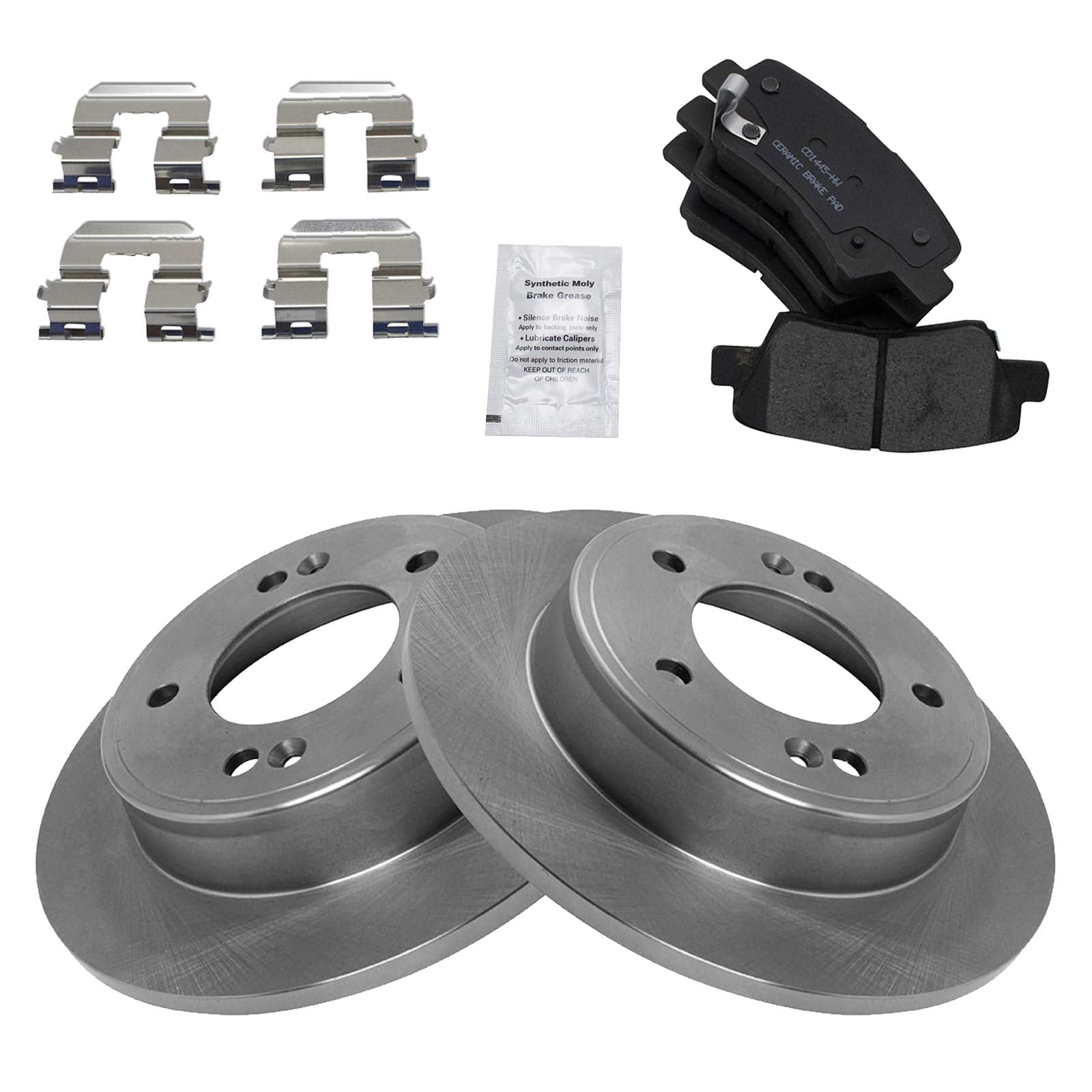 TRQ Rear Brake Pad & Rotor Kit Brake Pads Brake Rotor Ceramic Compatible with 2013-2016 Hyundai Elantra GT 2012-2015 Veloster 20