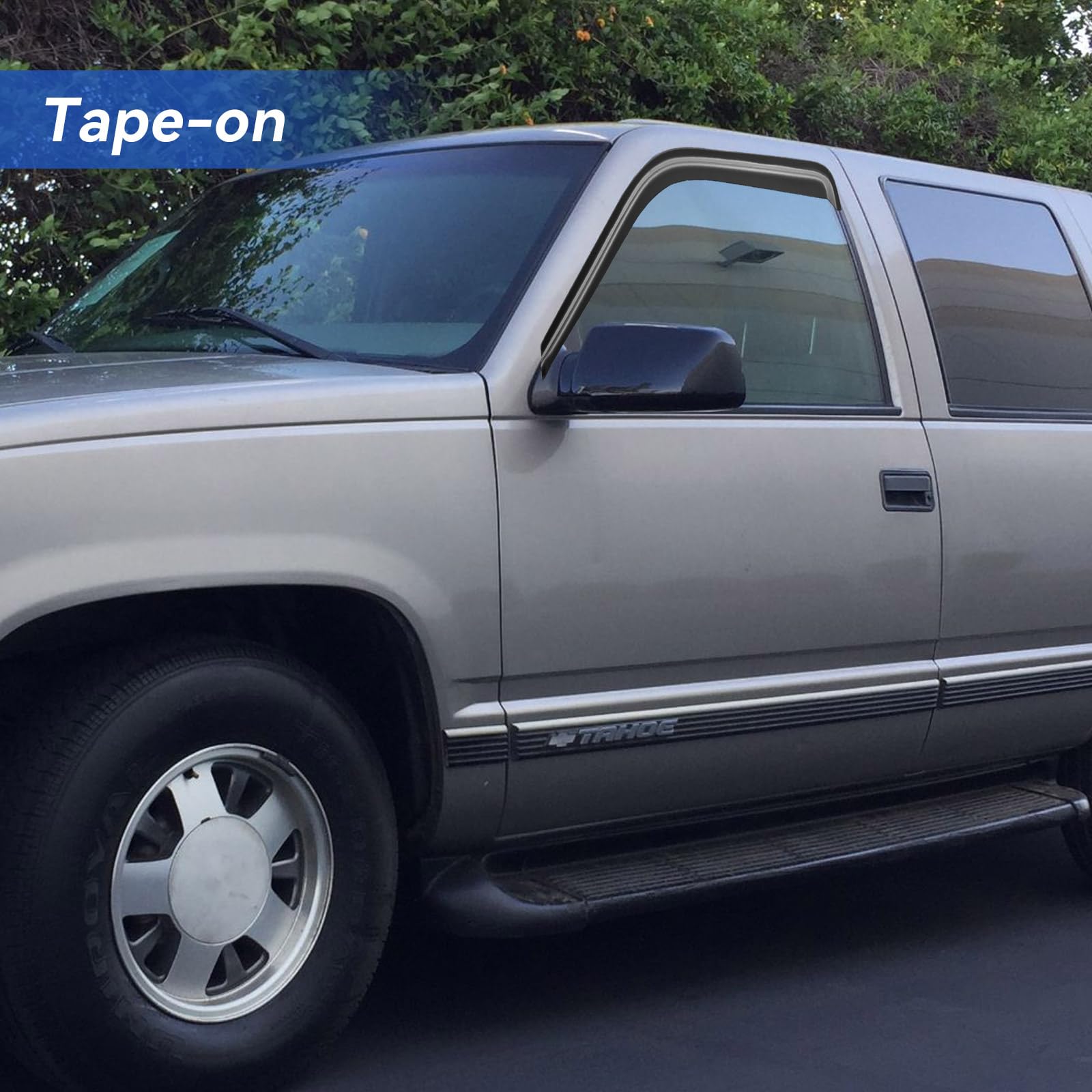 YQAUTEC Window Visors Rain Guards, Smoked Acrylic Deflectors for 1988-1999 Chevy/GMC C/K & 1995-1999 Tahoe, Model YD-