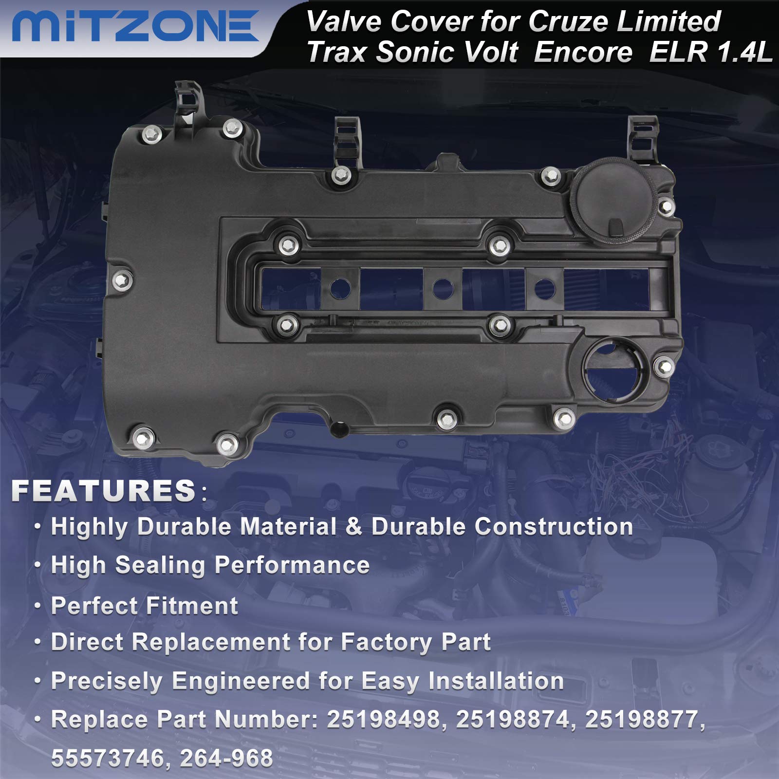 Engine Valve Cover Kit W/Gaskets & Bolts Compatible With 2011-2020 Chevrolet Chevy Cruze Sonic Volt Trax Buick Encore Cadillac E