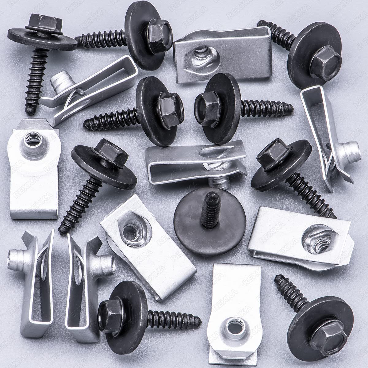 Rexka Fender Liner Kit - 10 Sets of Splash Shields & Bolts for GM Models, One Size, Color: 10Sets