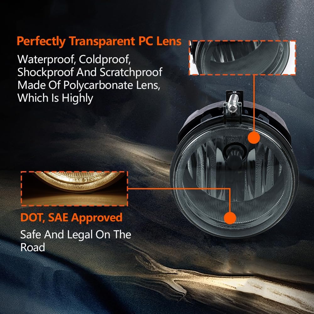 Grand Orange Clear Fog Lights Bumper Lamps Assembly With Bulbs Compatible With 2006-2009 Dodge Charger /2008-2010 Dodge Challeng