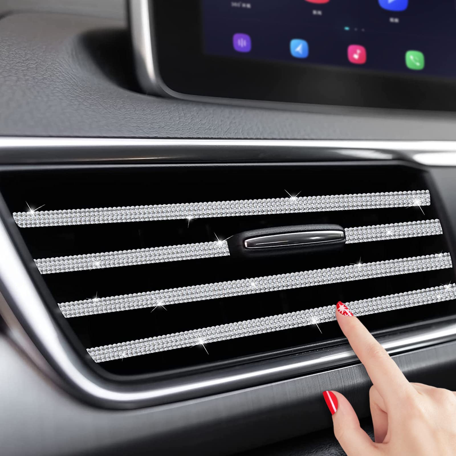 Insauto Bling Car Vent Outlet Trim,Bling Car Accessories For Women And Girls,10Pcs Rhinestone Car Air Conditioner Vent Decoratio