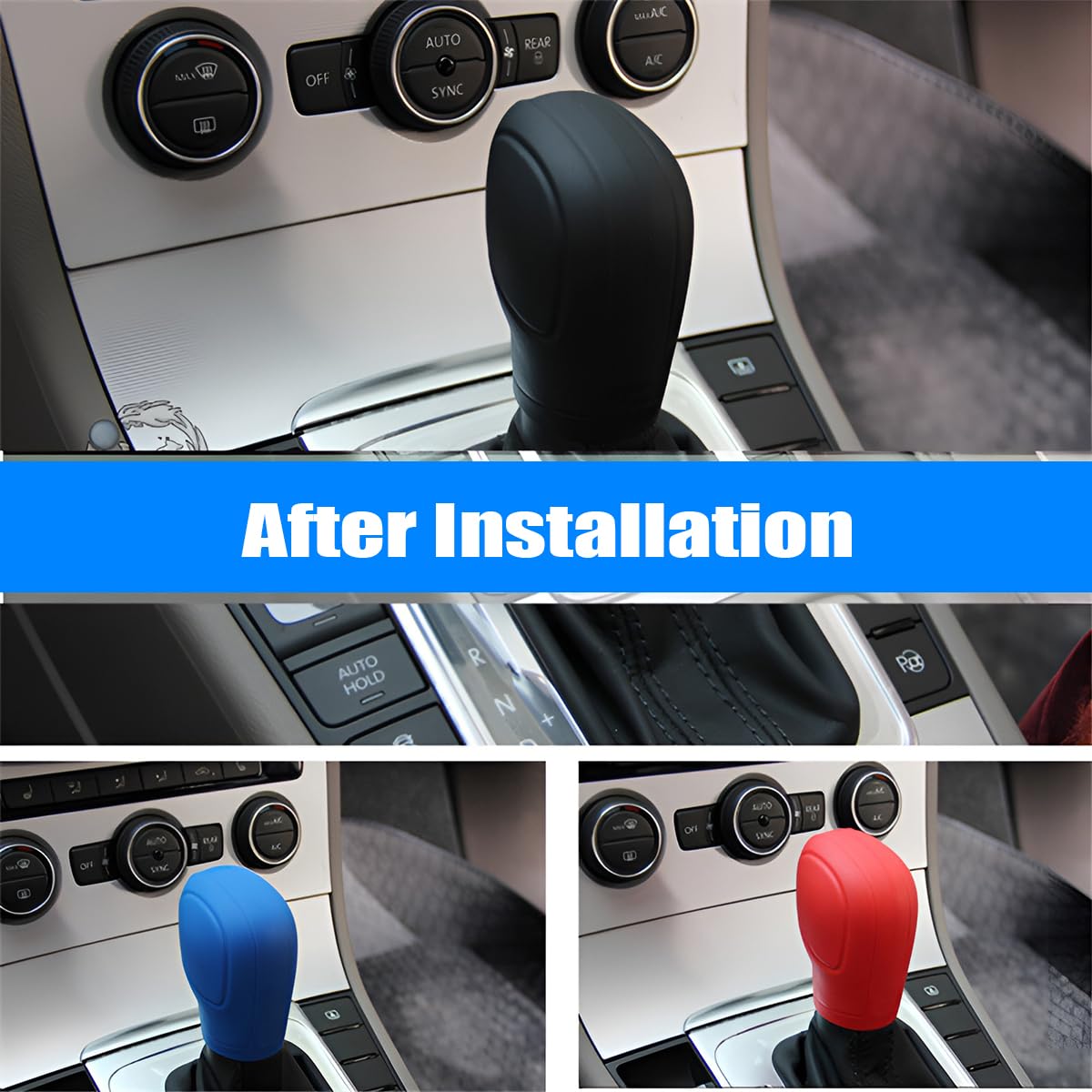 Aicel 2 Pcs Car Gear Shift Knob Cover, Elastic Silicone Car Automatic Shift Protector Cover, Universal Anti-Slip Auto Knob Gear
