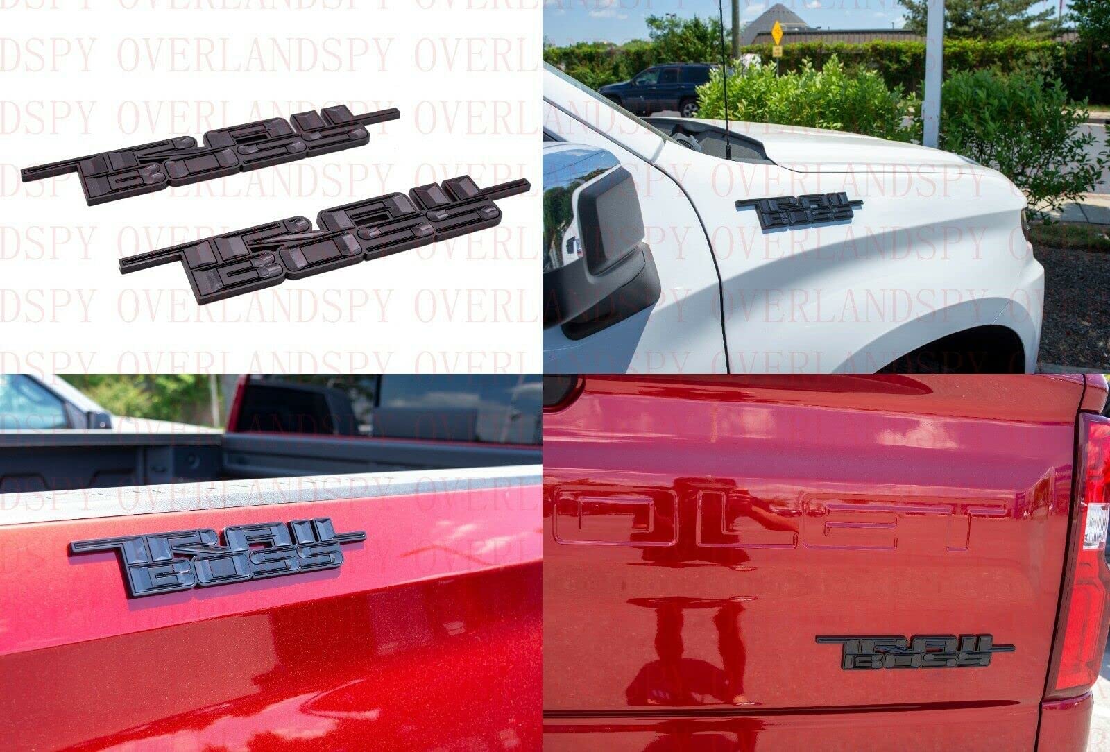 SSDD Trail Boss Emblem 3D Badge Side Decal Sticker Replacement for Chevy Silverado 1500 2500 HD - Matte Black
