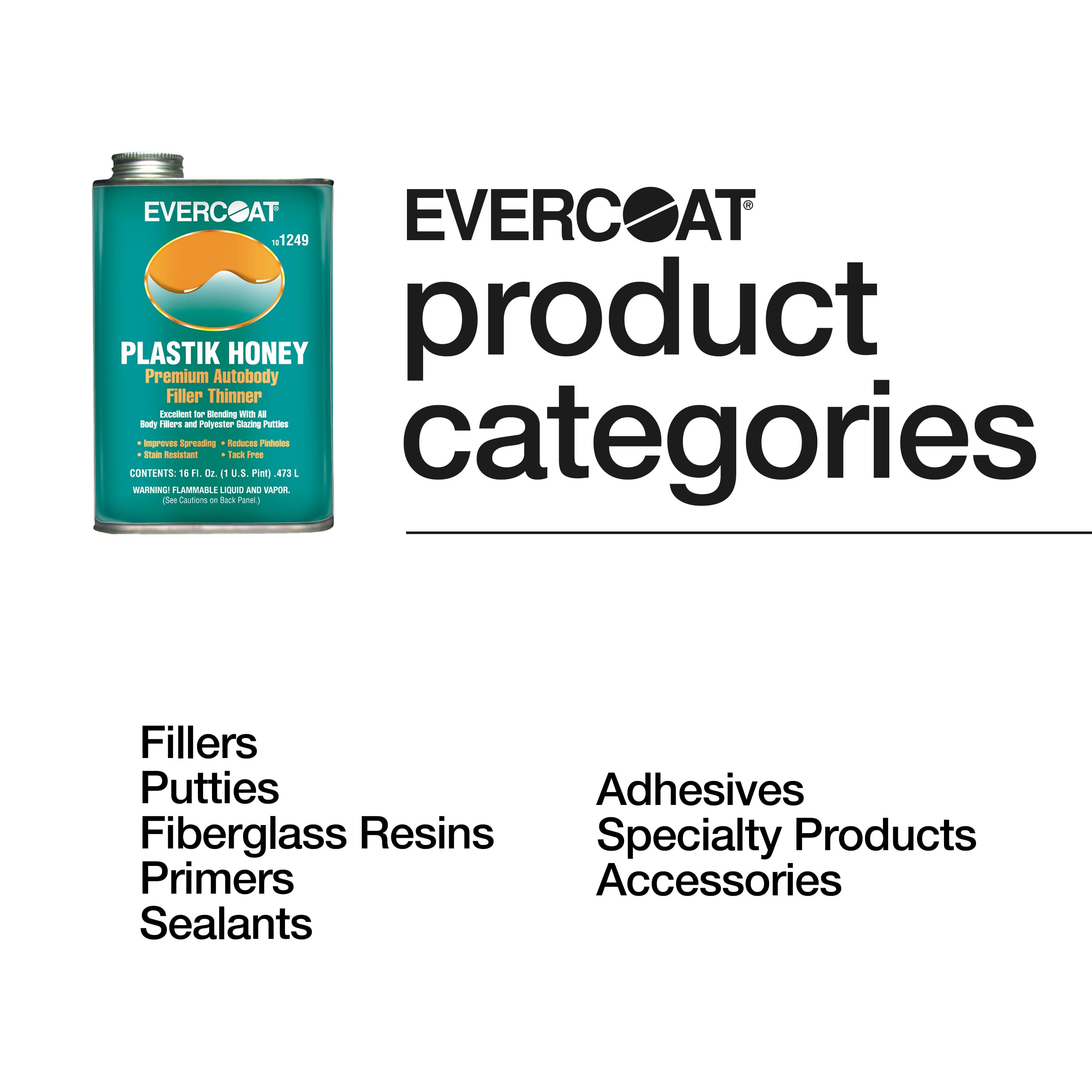 Evercoat Plastik Honey Auto Body Filler Thinner - 16 Fl Oz, 1 Pint, Resin, Model 1249