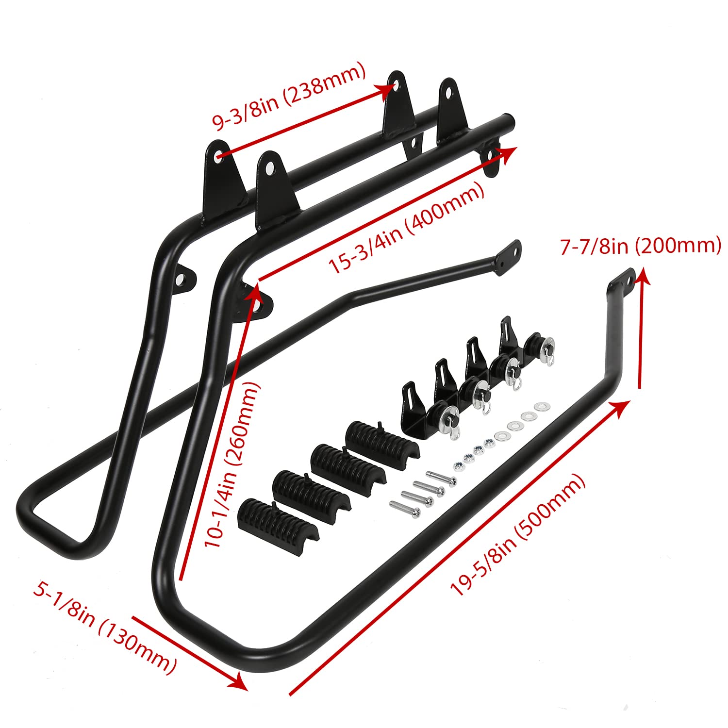 ECOTRIC Saddlebag Conversion Brackets for 1984-2013 Harley Davidson Softail, Black, Metal, Medium, Includes Hardware