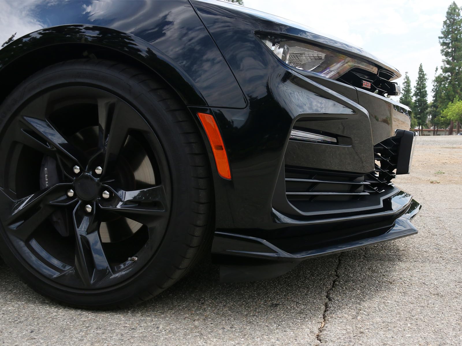 IKON MOTORSPORTS Front Bumper Lip for 2016-2024 Chevy Camaro, 1LE Style, Gloss Black, ABS Plastic Bodykit Spoiler
