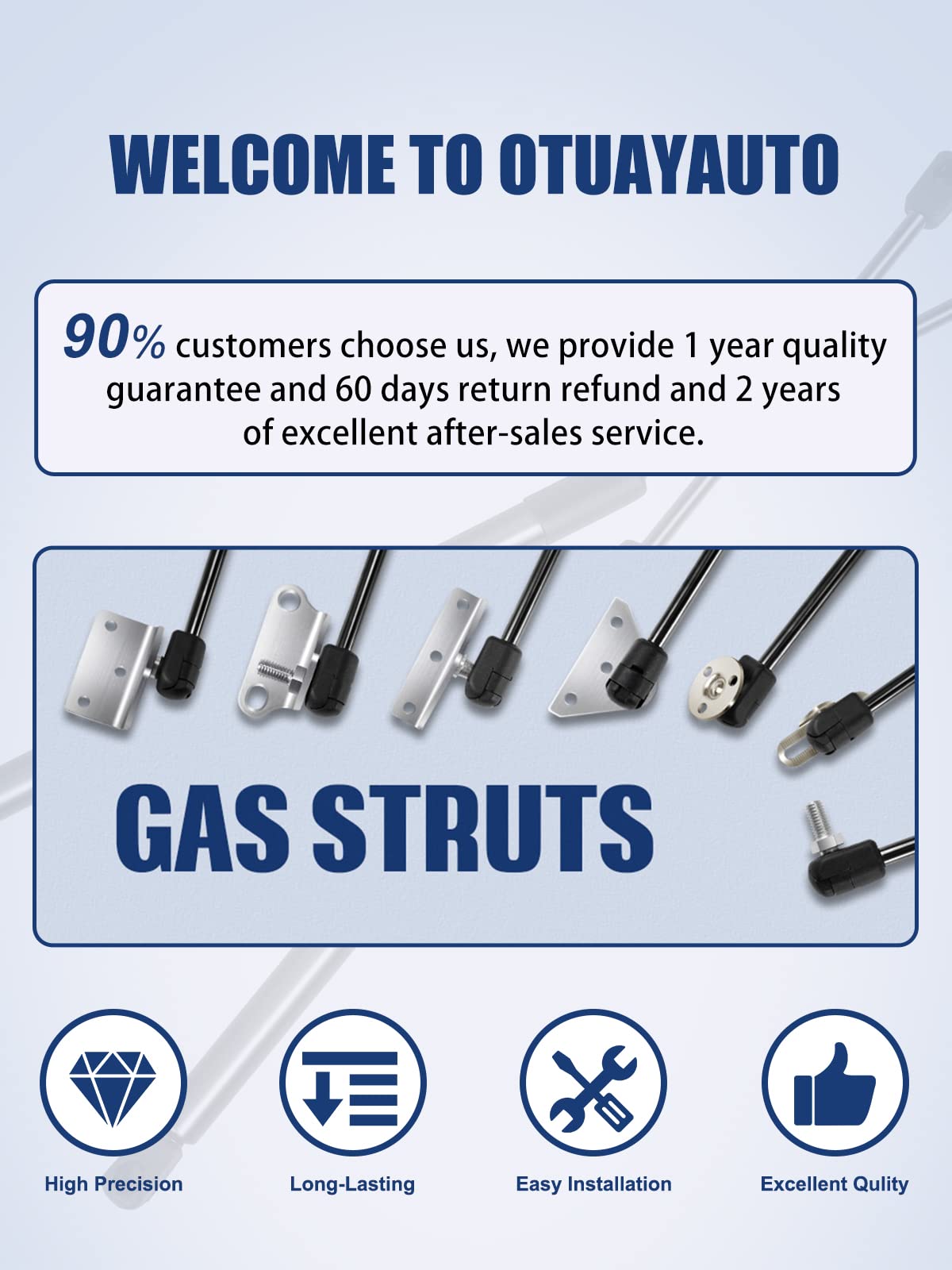 Otuayauto 10 Inch Gas Strut -200N/45Lb Universal Lift Support - 1015931, 95602 Fortruck Pickup Tool Box Lid Rv Overhead Cabinet