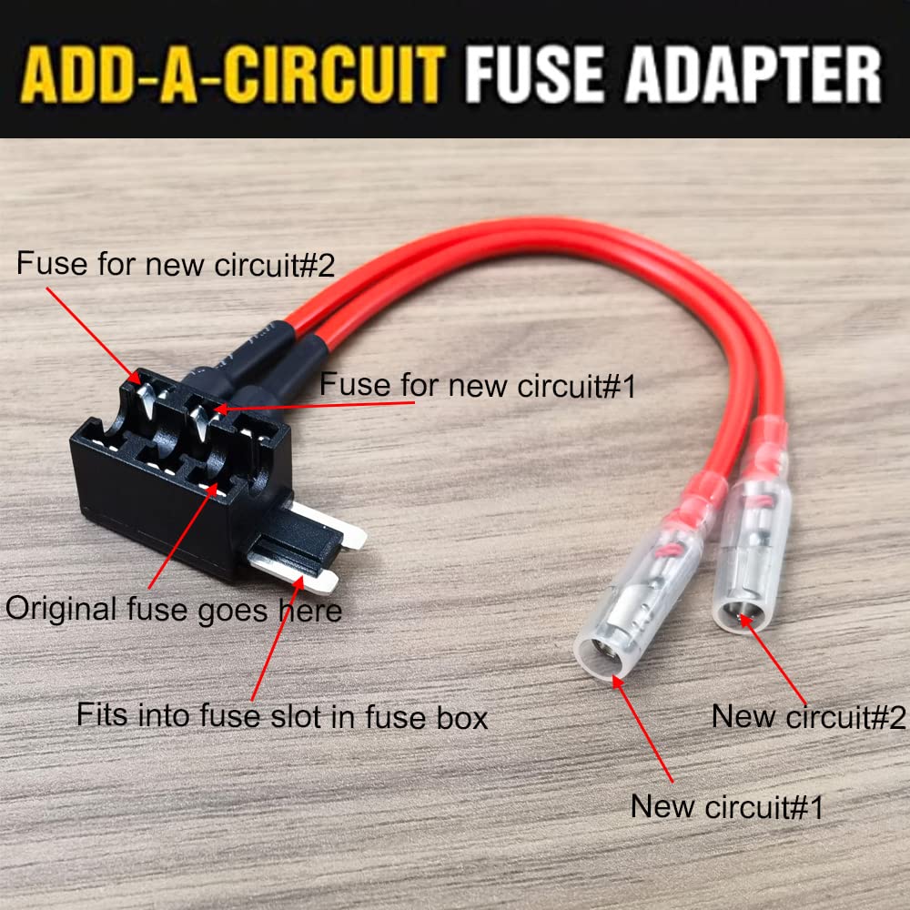 Gebildet 2Pcs 12V 24V Mini Dual-Port Add-A-Circuit Fuse Tap, Mini Piggy Back Blade Fuse Holder With Dual Wire Harness, 4Pcs Mini