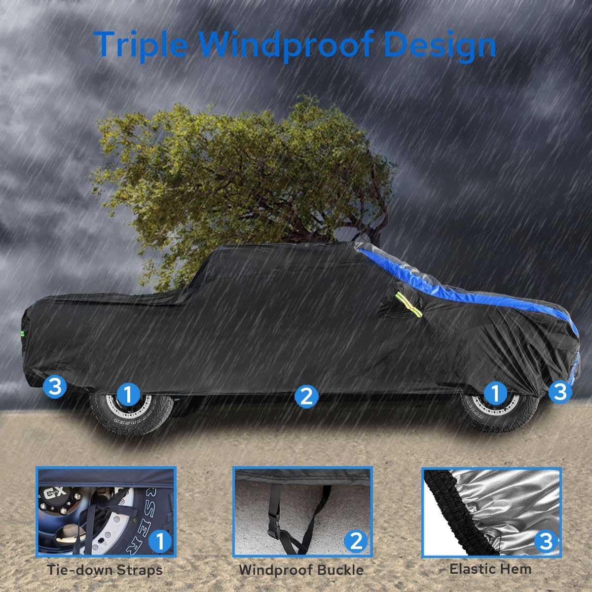 Avecrew Truck Cover Waterproof, All Weather For Truck Cover For Automobiles, Pickup Truck Cover Rain Snow Uv Dust Protection(210