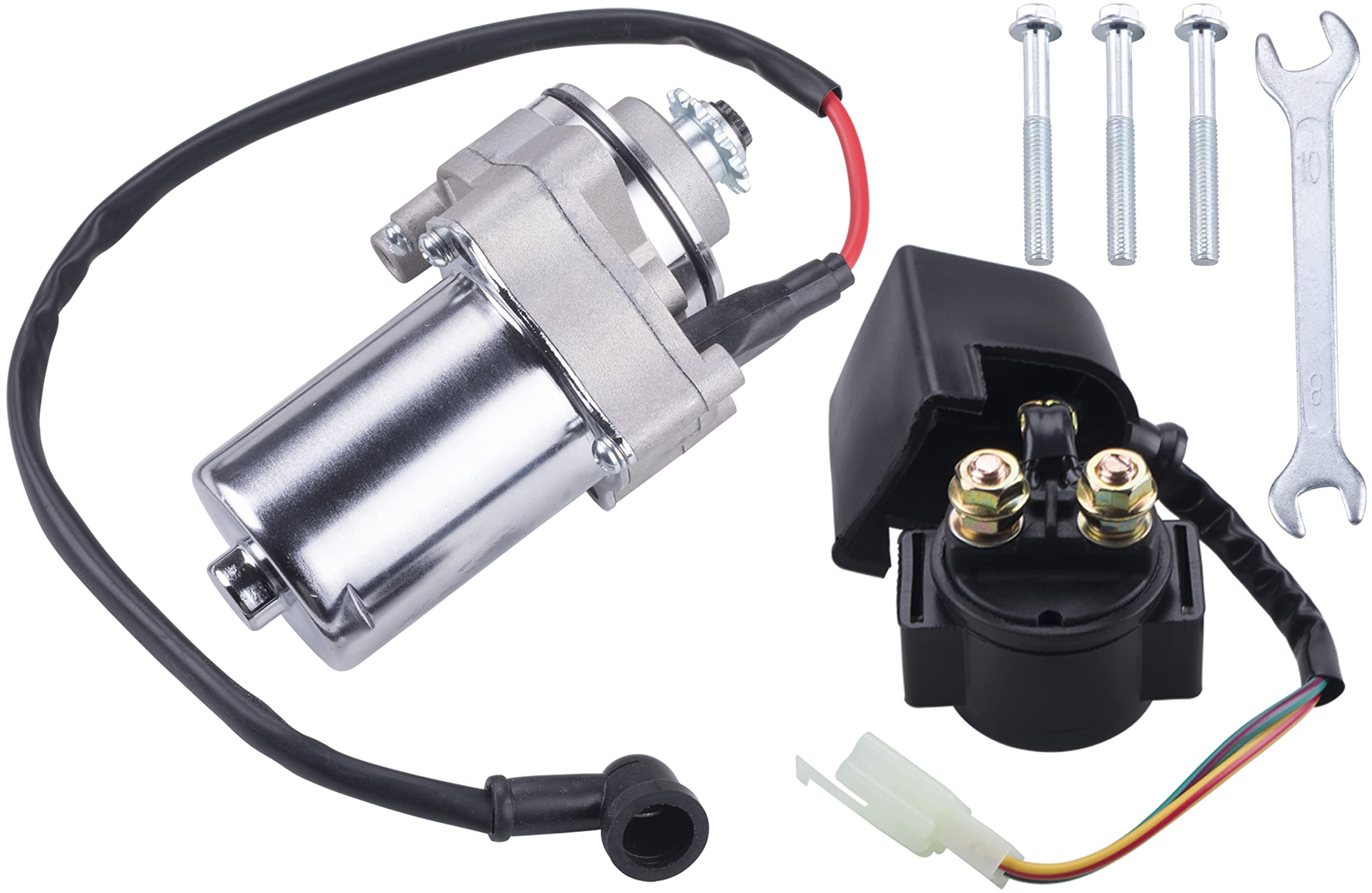 JINGKE 12 Teeth Starter Motor Starter Relay Solenoid for Tao Tao 125cc 110cc-50cc ATV Coolster Motor Four 4 Wheeler Chinese Pit 