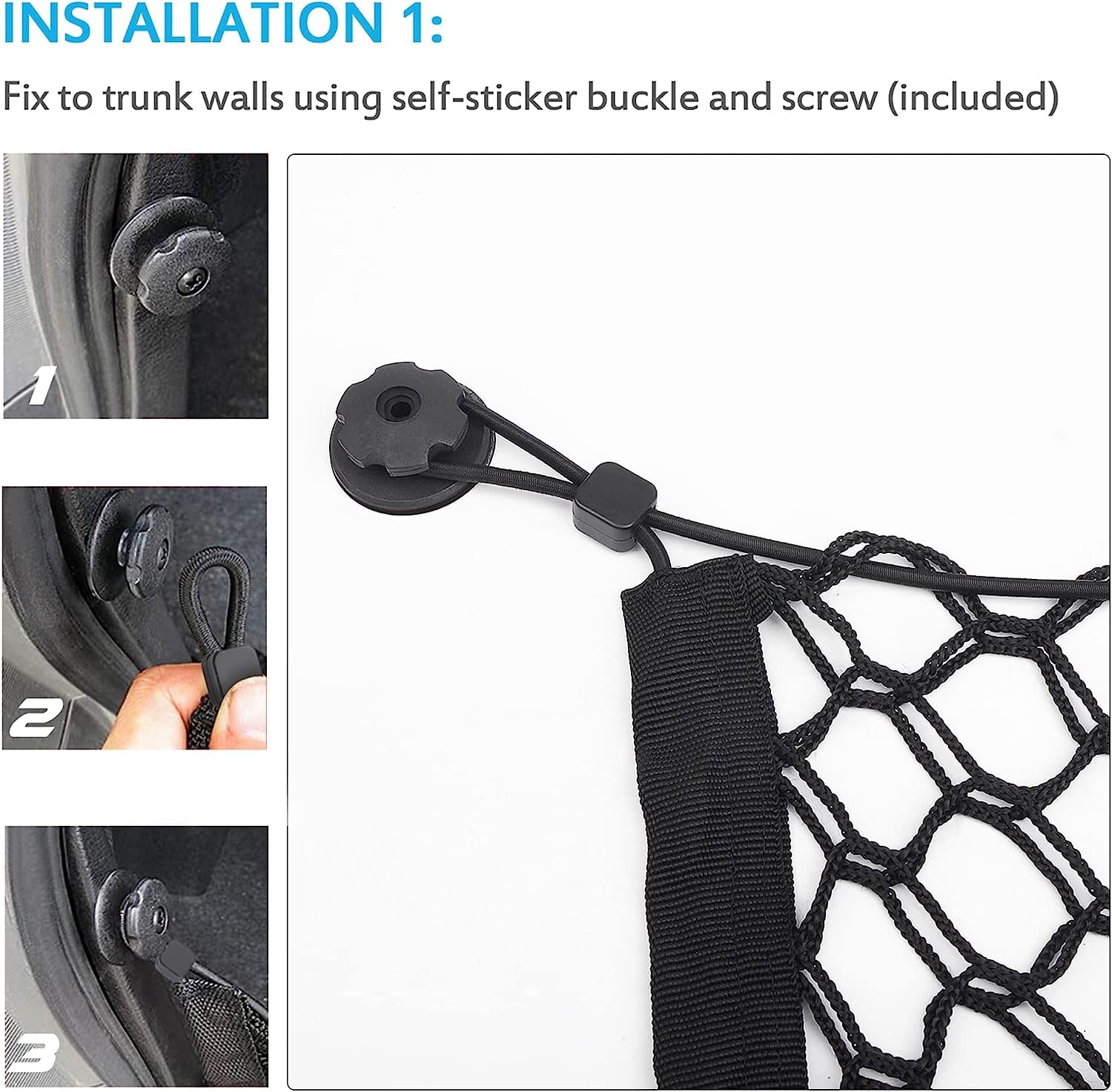MICTUNING 2-Layer Heavy Duty Cargo Net, 43x23 Inch, Black, Rubber, Model MIC-CN-462 for SUV Truck Bed Storage