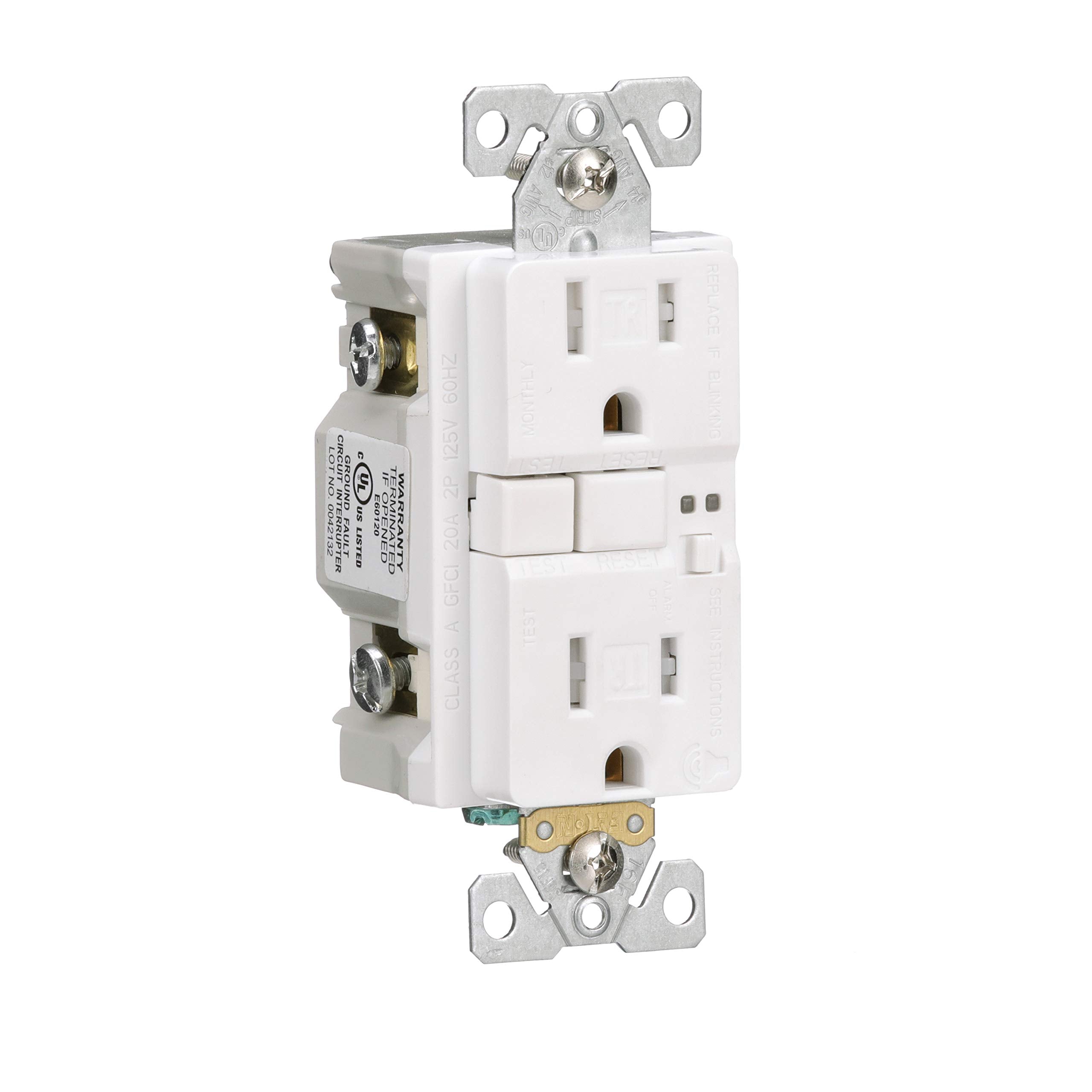 Eaton Trsgfa15W Aaron Hart 15A 125V Tamper Resistant Gfci Receptacle With Audible Alarm, White
