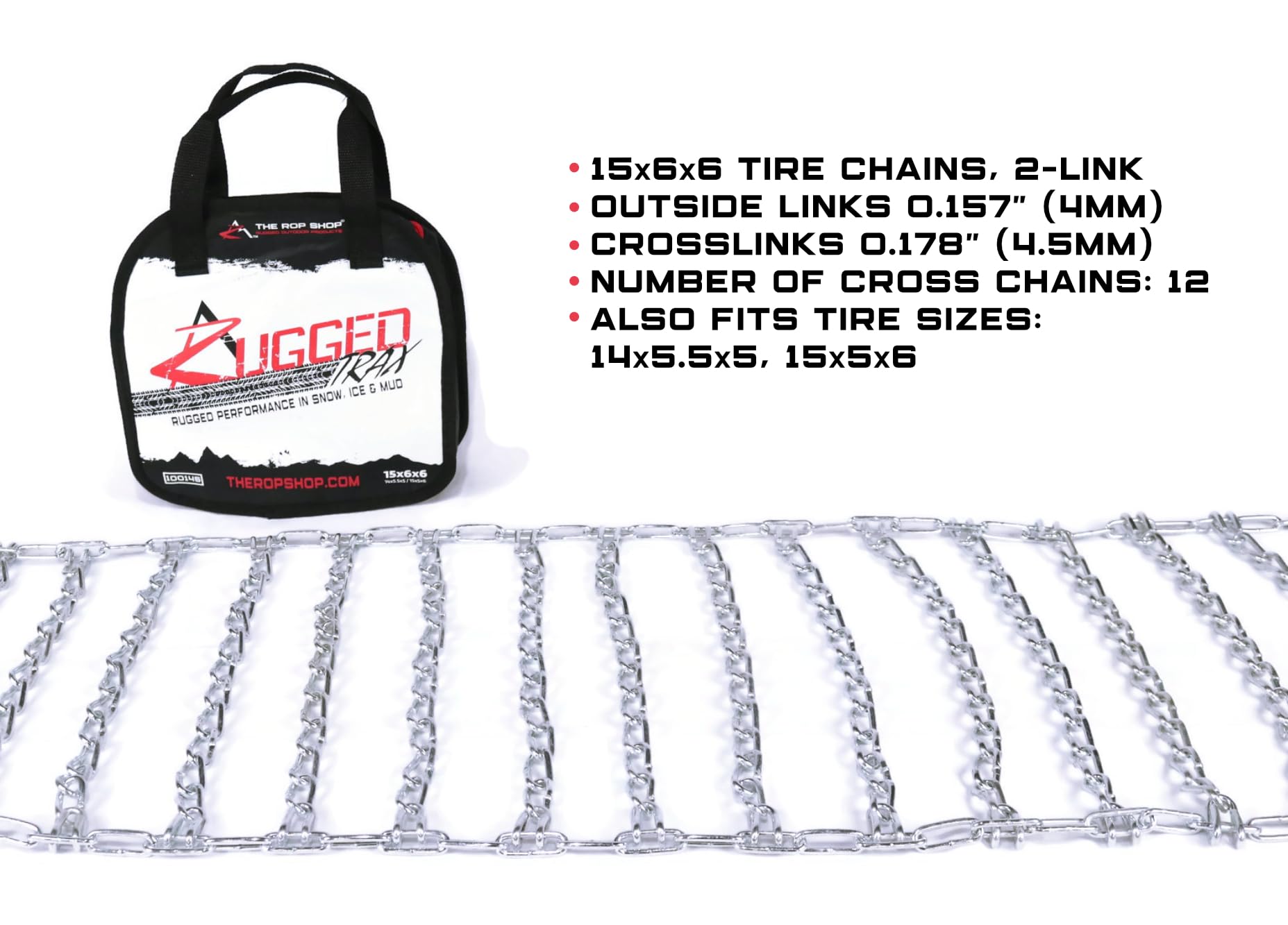 The Rop Shop | Pair Of 2 Link Tire Chains 14X5.5X5 For Snow Blowers, Lawn & Garden Tractors, Mowers & Riders, Utv, Atv, 4-Wheele