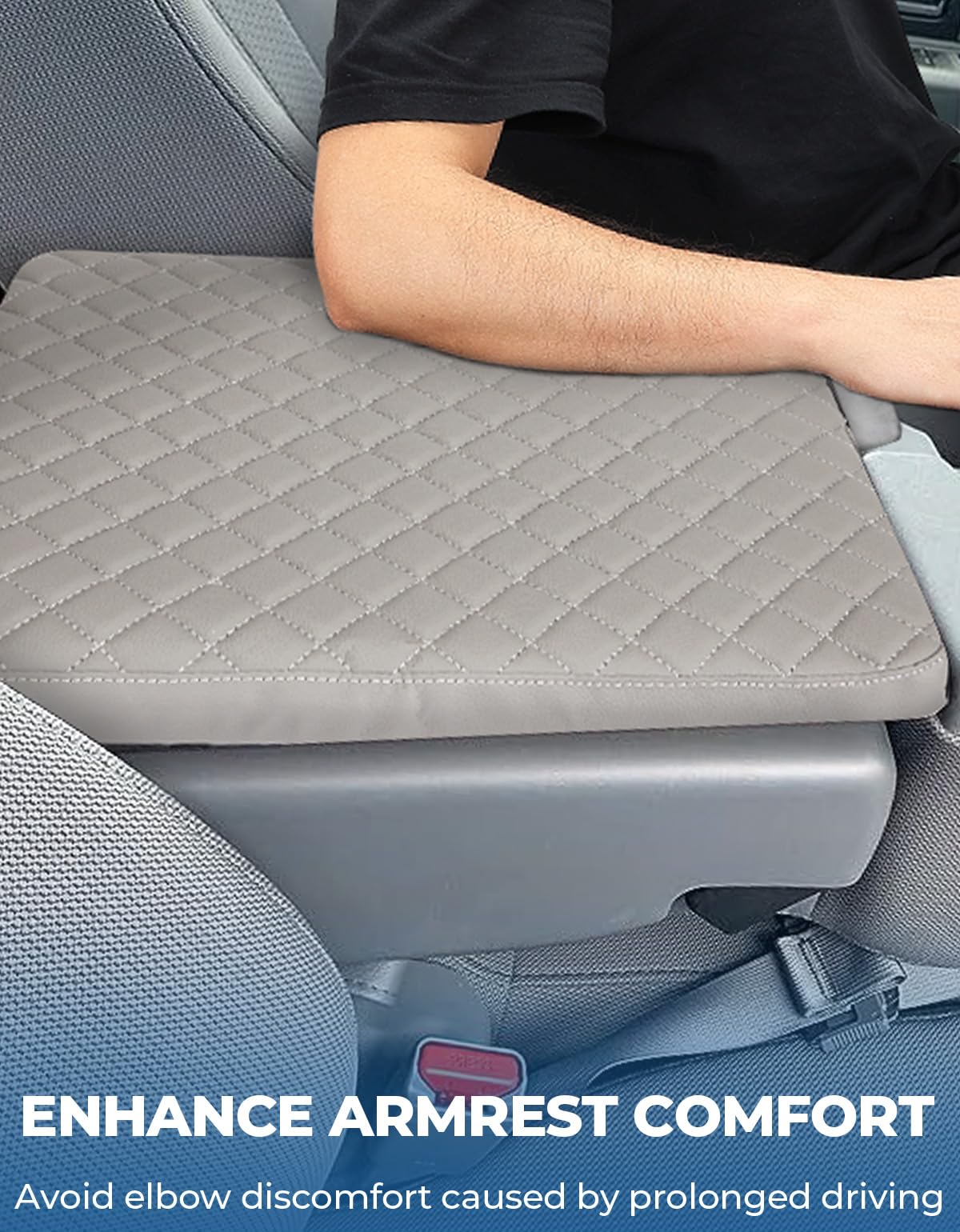 Issyauto Center Console Cover Compatible With 2011-2016 Ford F250 F350 F450 Super Duty With Jump Seat Console, Leather Armrest C