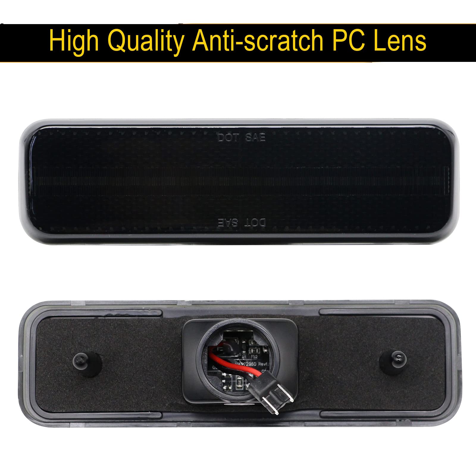 R&F Auto Smoked LED Side Marker Lights for Ram D150 D250 D350 W250 1972-1993, Plastic Fender Indicator Turn Signal Lamp