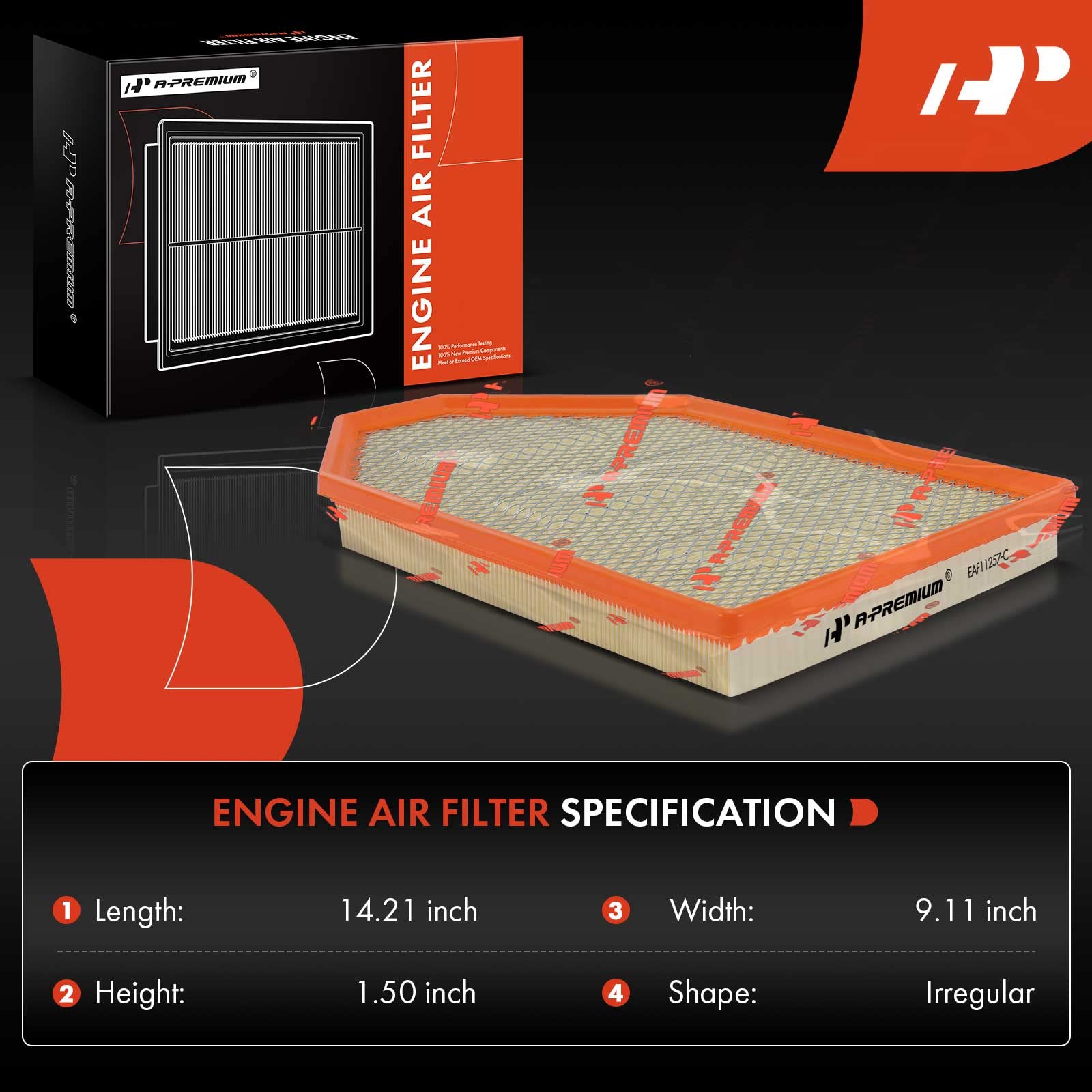 A-Premium Engine Air Filter Compatible with Chrysler 300 & Dodge Challenger, Charger, 2011-2022, 3.6L 5.7L 6.4L, Flexible Panel,