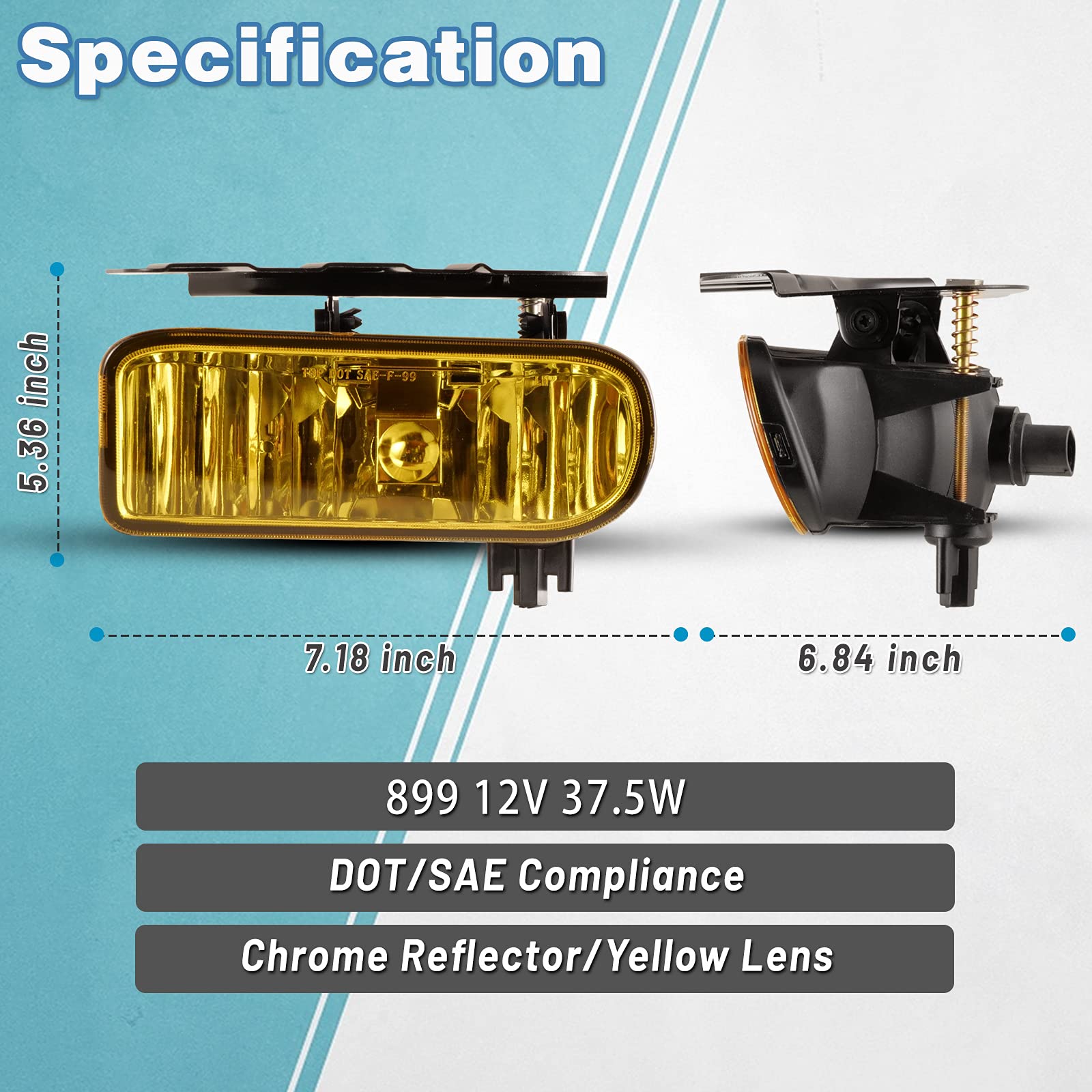 AUTOWIKI Fog Lights For 2002-2006 Cadillac Escalade, 2003-2005 Cadillac Escalade ESV OEM Replacement Fog Lamps 2PCS With Yellow