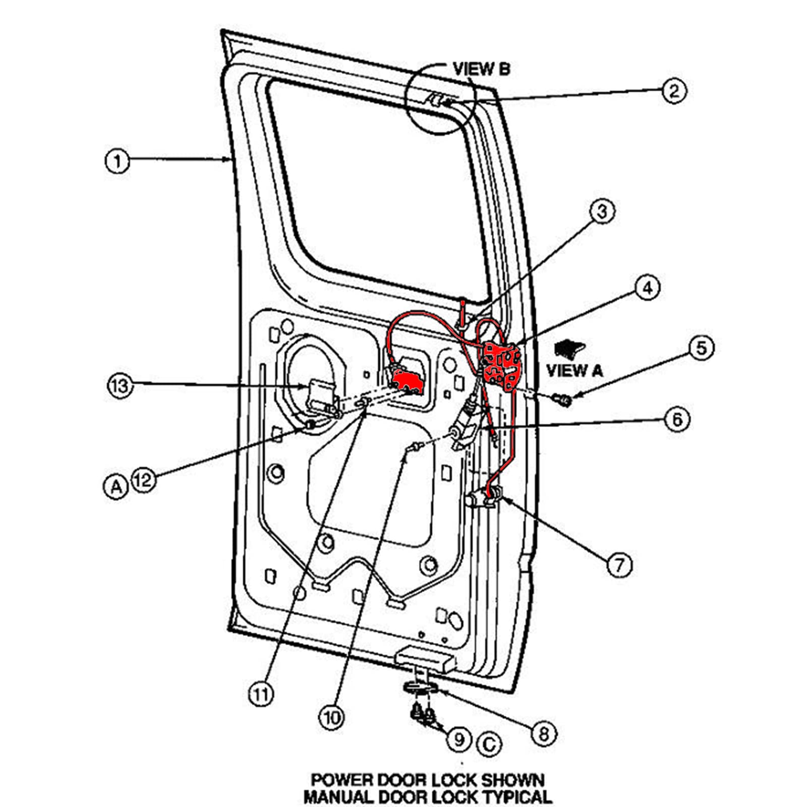 Unikpas Door Latch Assembly w/Cable Rod for Ford E150 E250 E350 RH Side Hinged Door - Black, Model YL-DL122