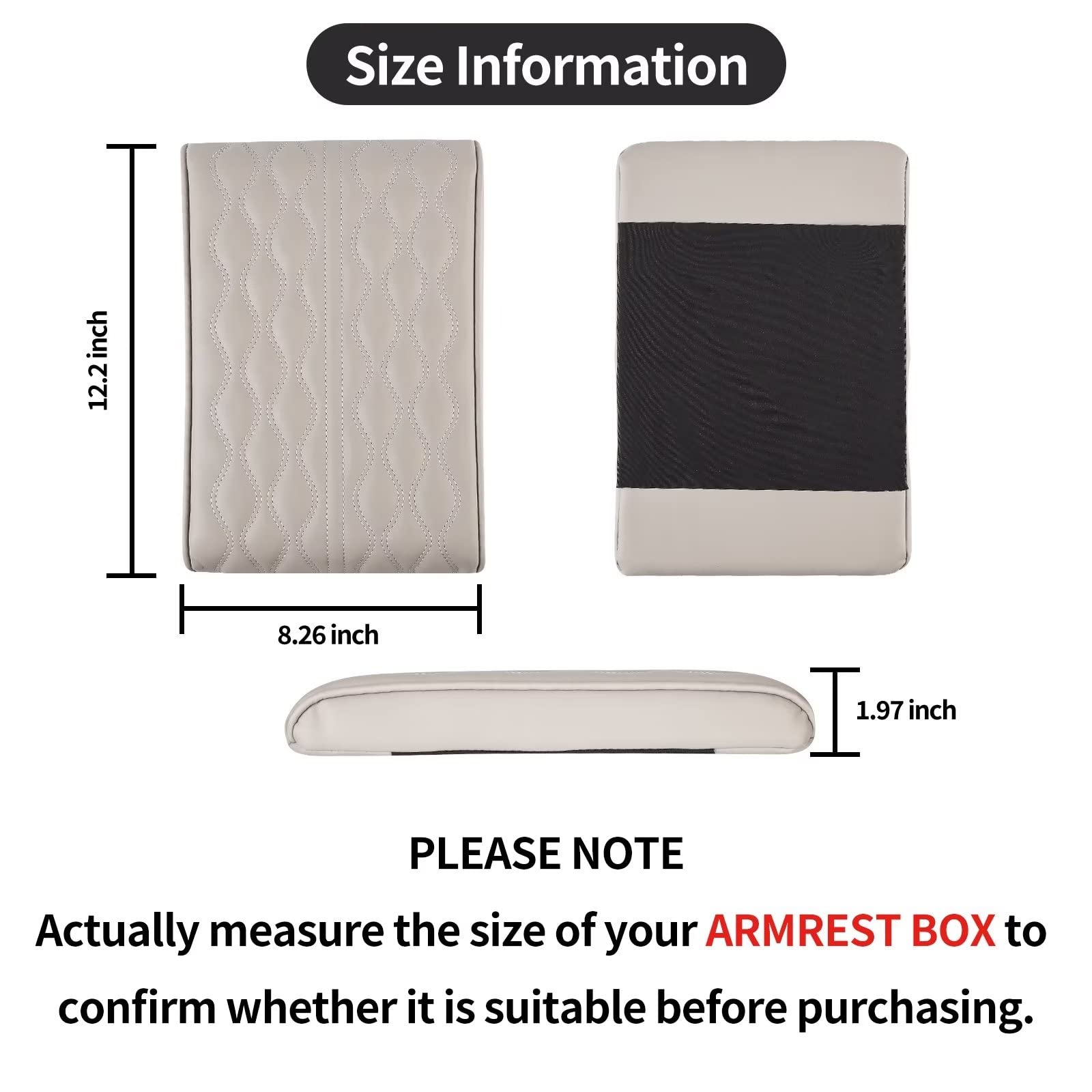 Qzhiren Car Center Console Cover-Armrest Box Mat,Memory Foam Leather Arm Rest Covering Car, Arm Rest Cushion For Suv/Truck/Vehicle(Gray)