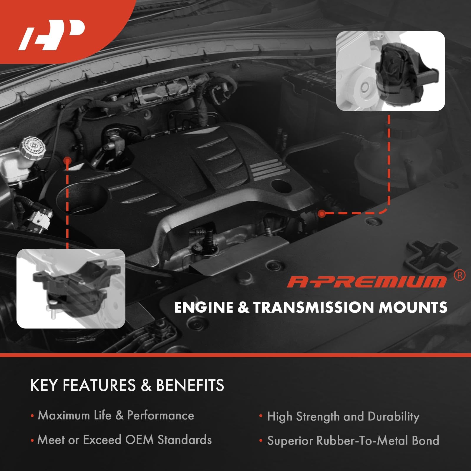 A-Premium Engine Motor And Transmission Mount Kit Compatible With Honda Cr-V 2002-2006, 4Wd, Manual Transmission, 5-Pc Set