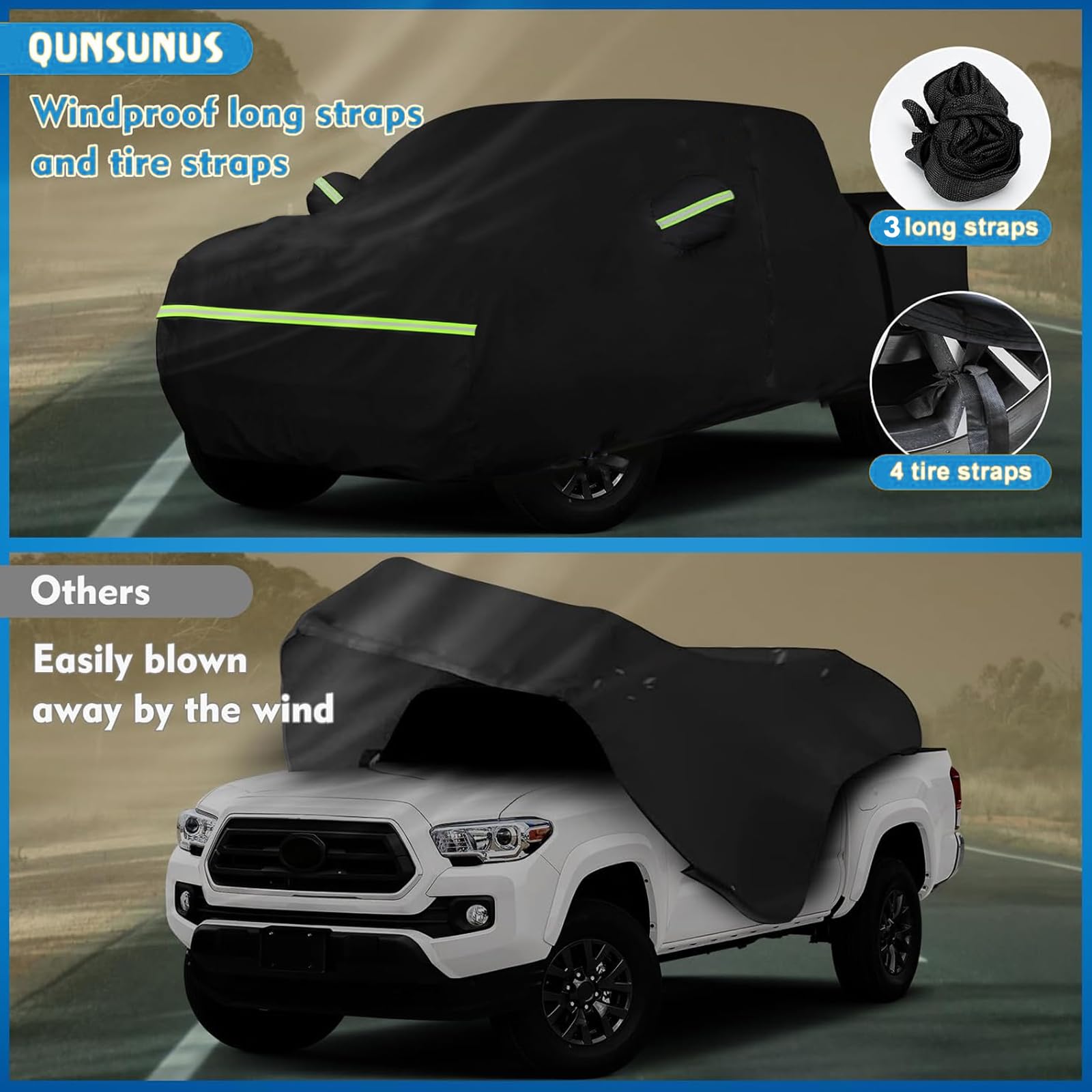 JZAHYUK Truck Cover Waterproof All Weater, Heavy Duty Truck Covers Rain UV Protection Windproof Outdoor Pickup Cover Compatible