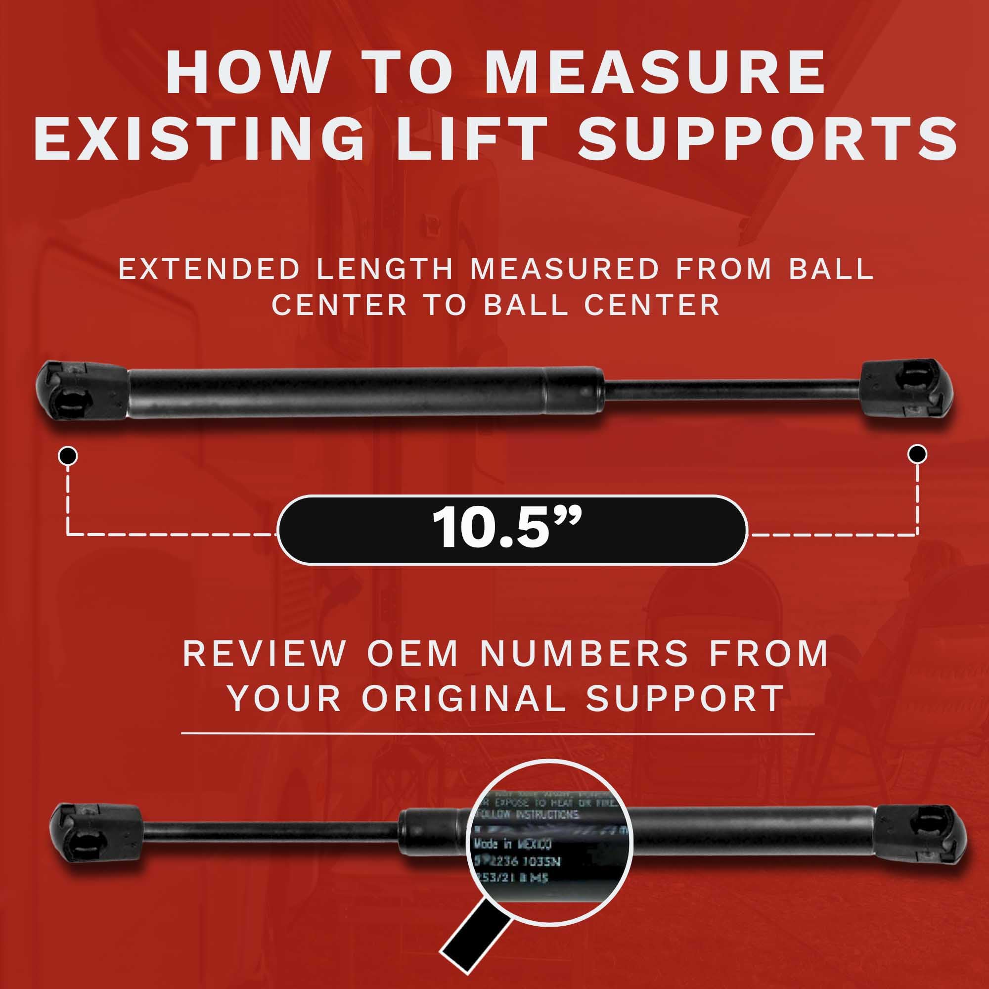 Lift Supports Depot Qty (2) 10Mm Nylon End Lift Supports 10.5 Inch Extended X 50Lbs Shocks Struts