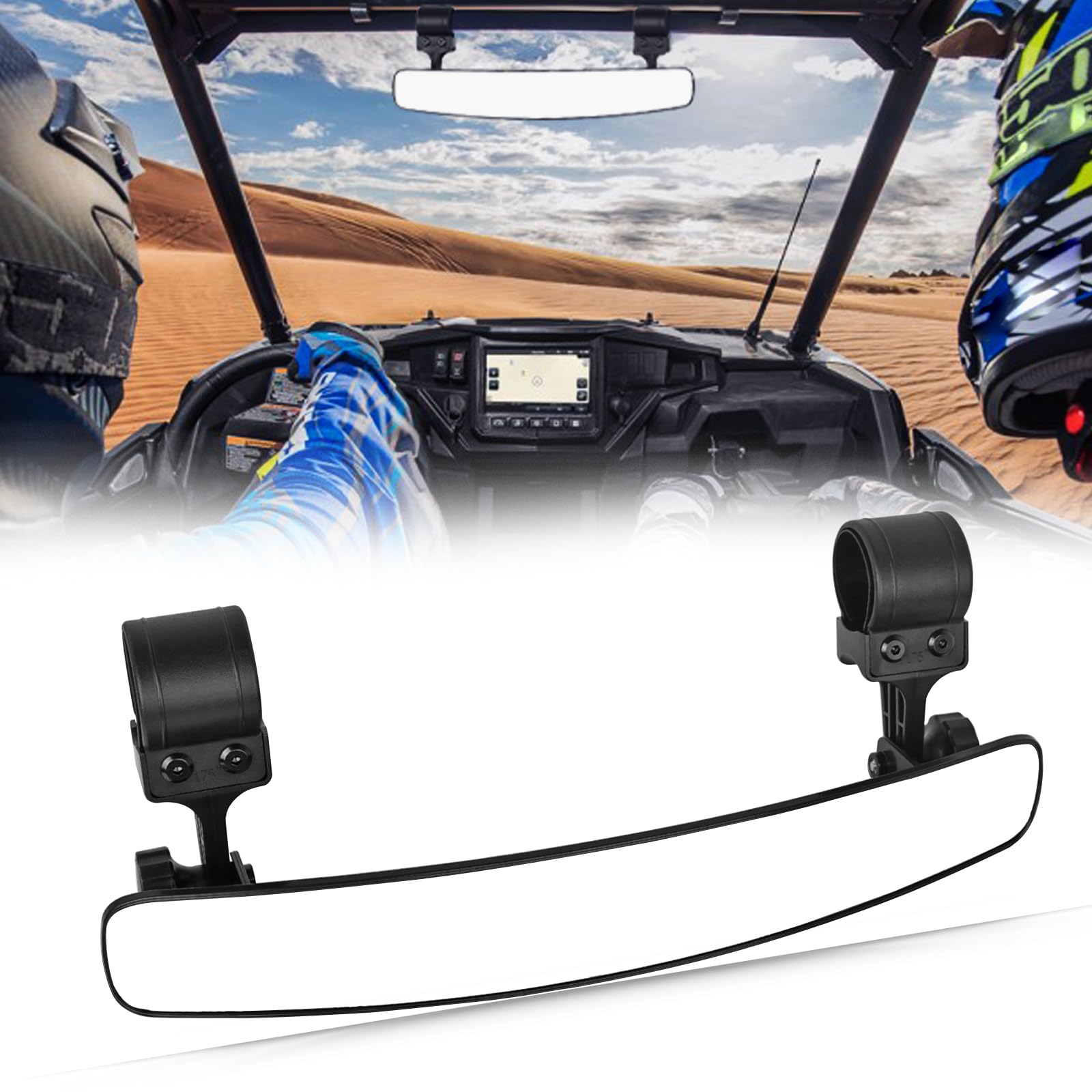 UNIGT 16.5'' Ultra View UTV RearView Mirrors with 1.75-2.0'' Clamps Compatible with Polaris RZR 800 900 1000 Turbo, Can Am Maver