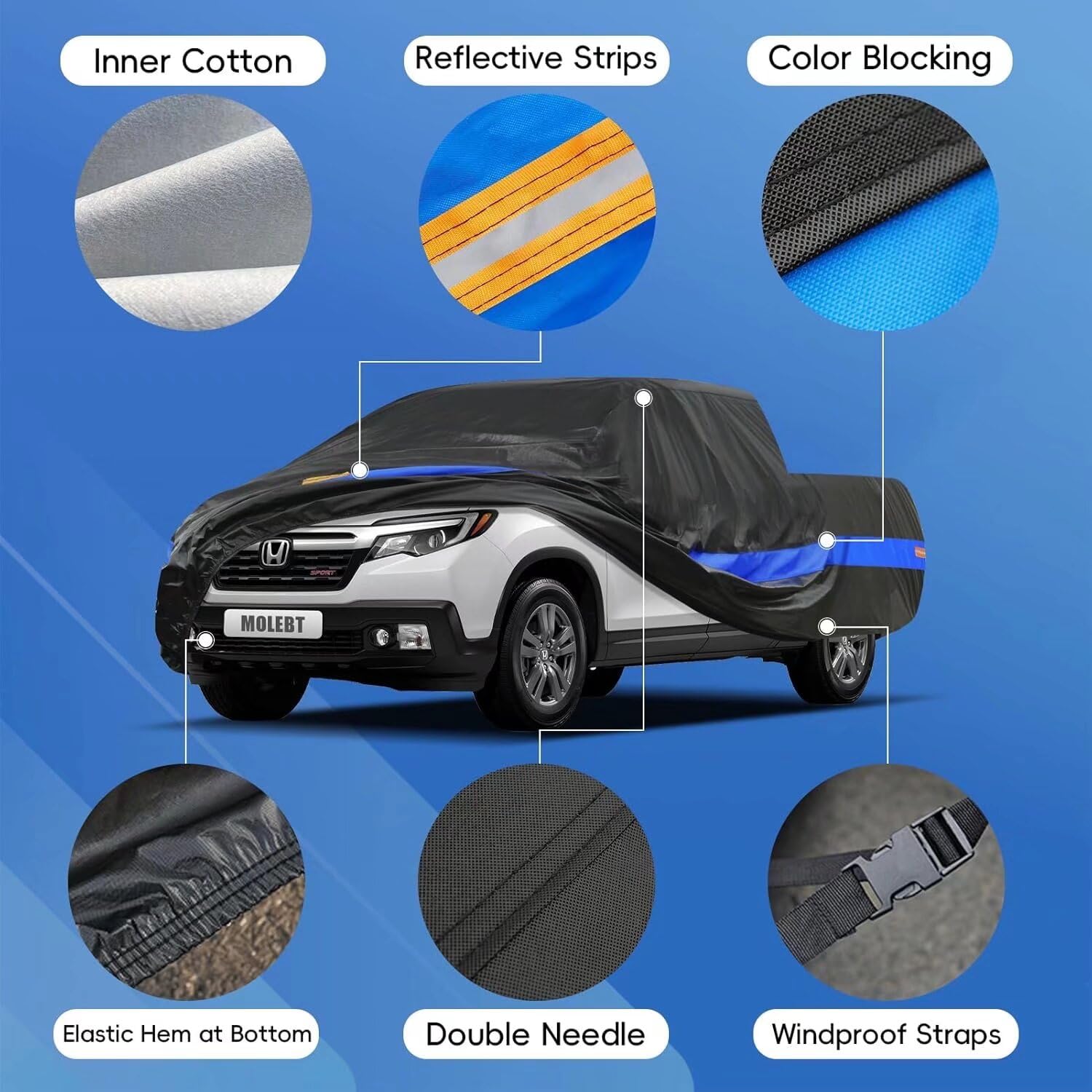 Pickup Truck Cover Waterproof All Weather, Outdoor Pickup Cover Sun Dust Protection, Fit Chevrolet C10 S10 Colorado, Ford F100 R