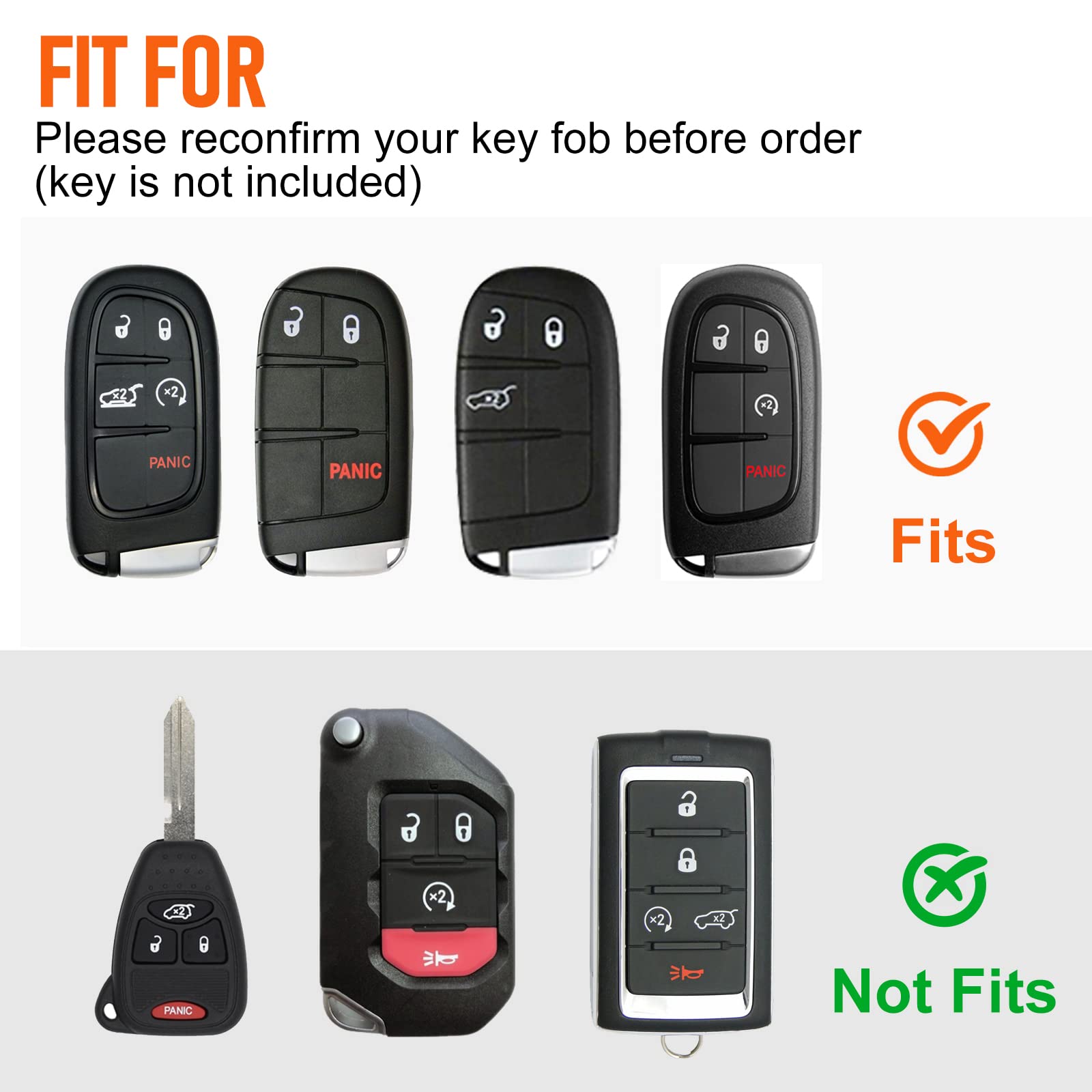 Slohif for Jeep Key Fob Cover Keychain Accessories for Grand Cherokee Renegade Chrysler 200 300 Dodge RAM Durango Charger Challe