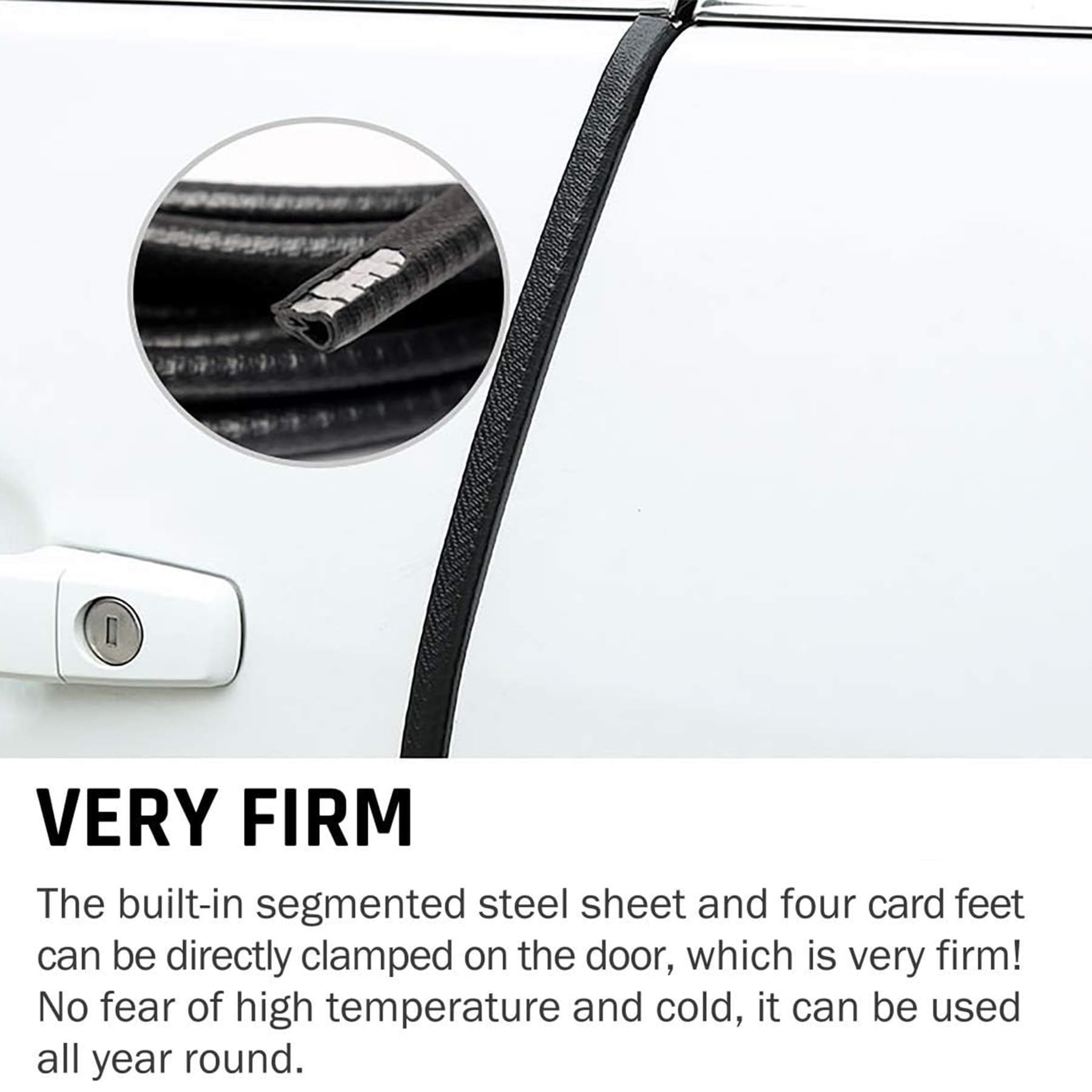 Universal Car Door Guards 66Ft(20M), Rubber U Shape Edge Trim Protection Strip, Black No-Glue Design Fits Most Vehicles