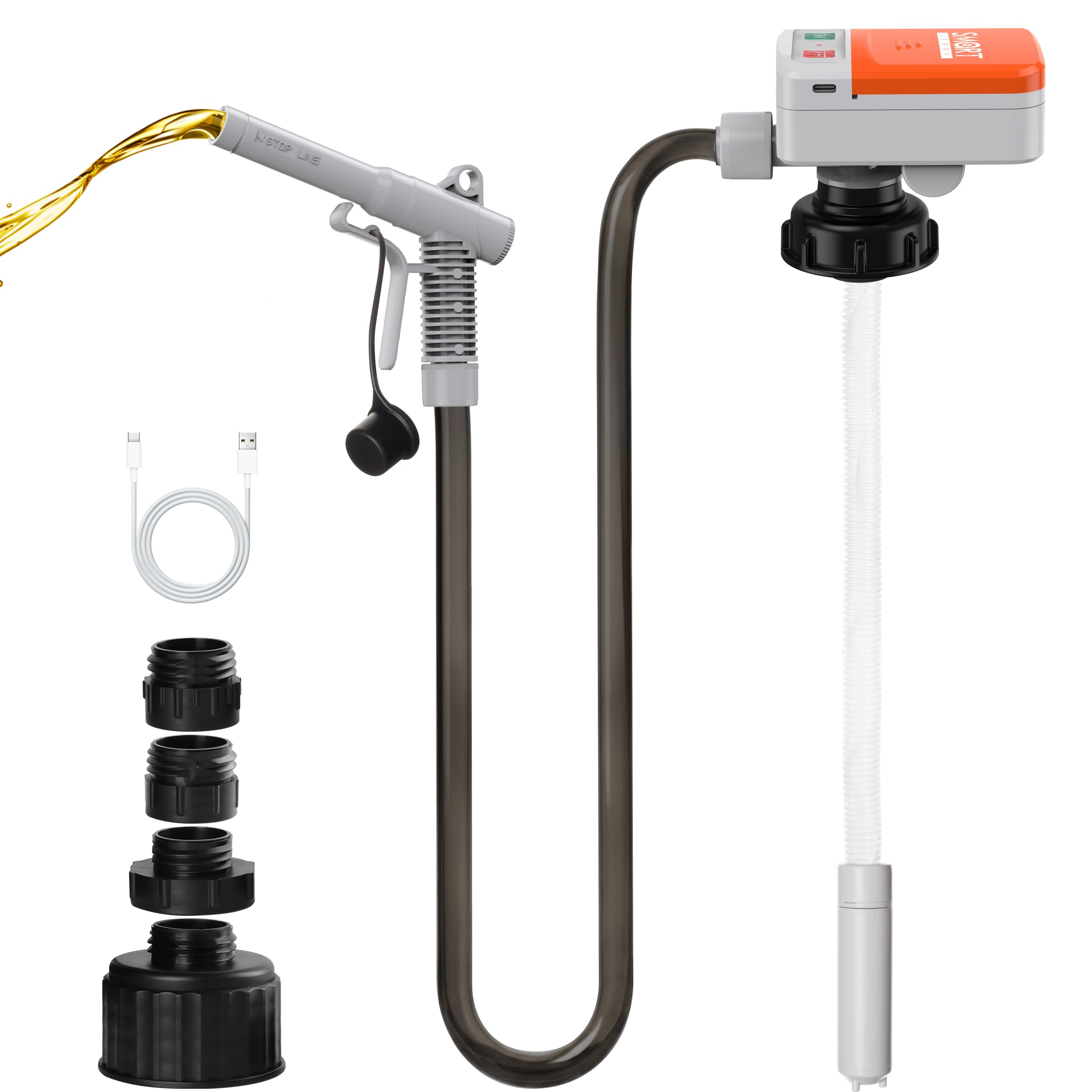 SMART JERRY - Fuel Transfer Pump Battery Powered, Cordless Gas Pump for Gas Can, Electric Gasoline Transfer Pump w/ 3.5 GPM High