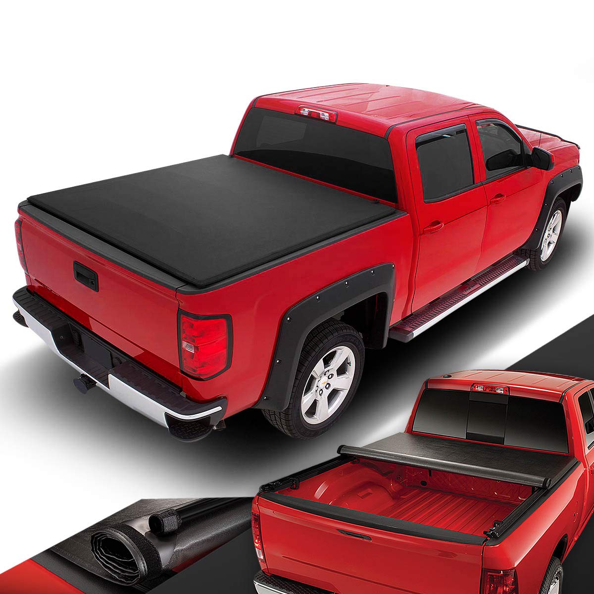 Dna Motoring New Upgrade Truck Bed Top Hard Solid Tri-Fold Tonneau Cover Compatible With 04-14 Ford F150 6.5Ft Bed, Ttc-Hard-006