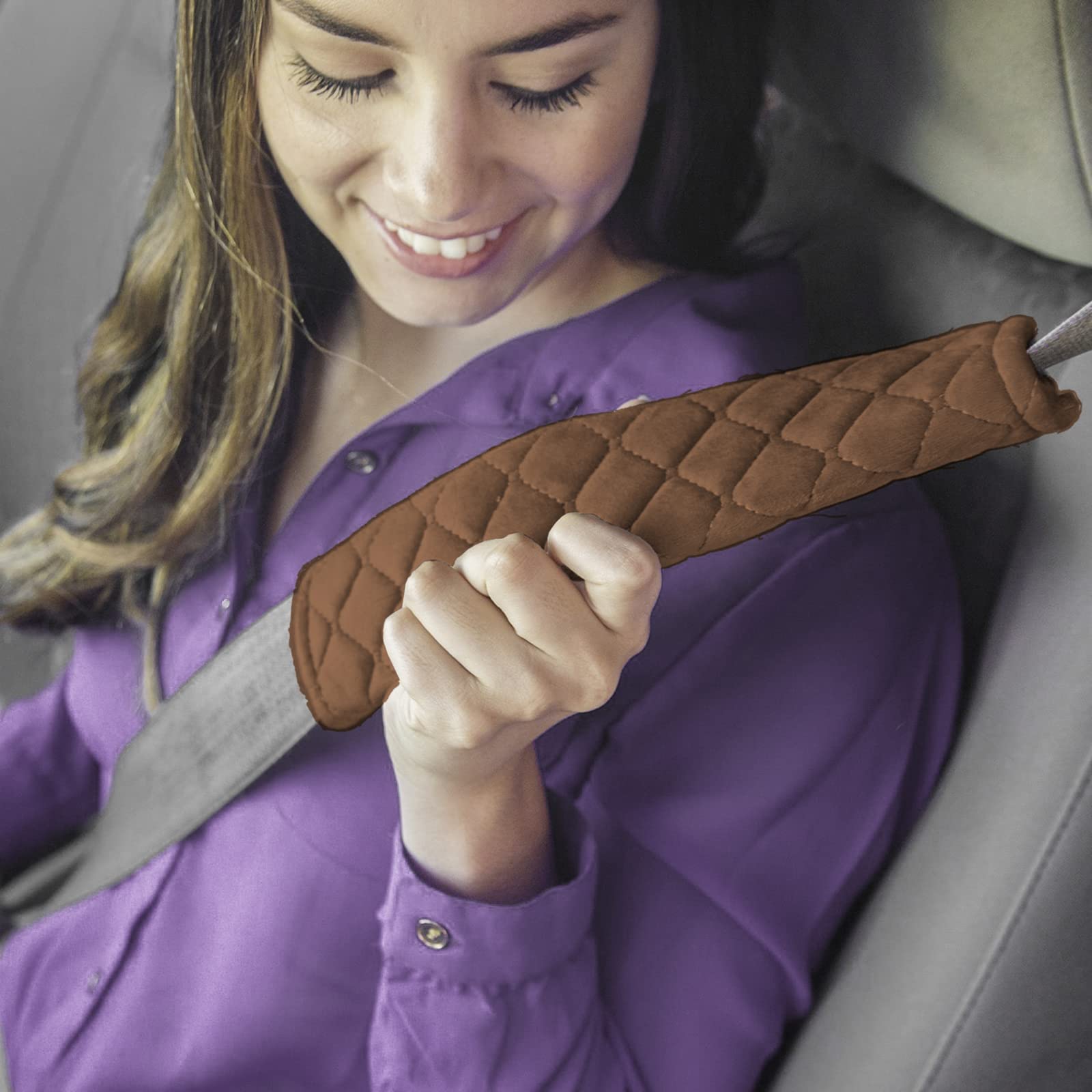 Mikafen 2Pack Car Seat Belt Pads Cover,Seat Belt Shoulder Strap Covers Harness Pad For Car/Bag,Soft Comfort Helps Protect You Neck And Shoulder From The Seat Belt Rubbing(Coffee)