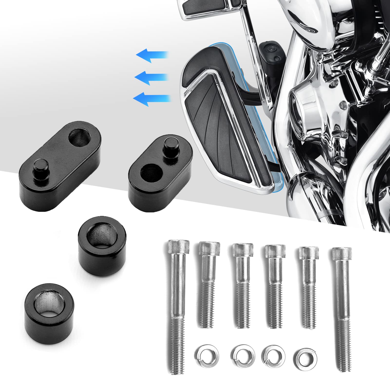 Floorboard 3/4'' Extension Spacer Kit Compatible with 2009-2024 Harley Touring Electra Glide FLHT Road King FLHR Street Glide FL