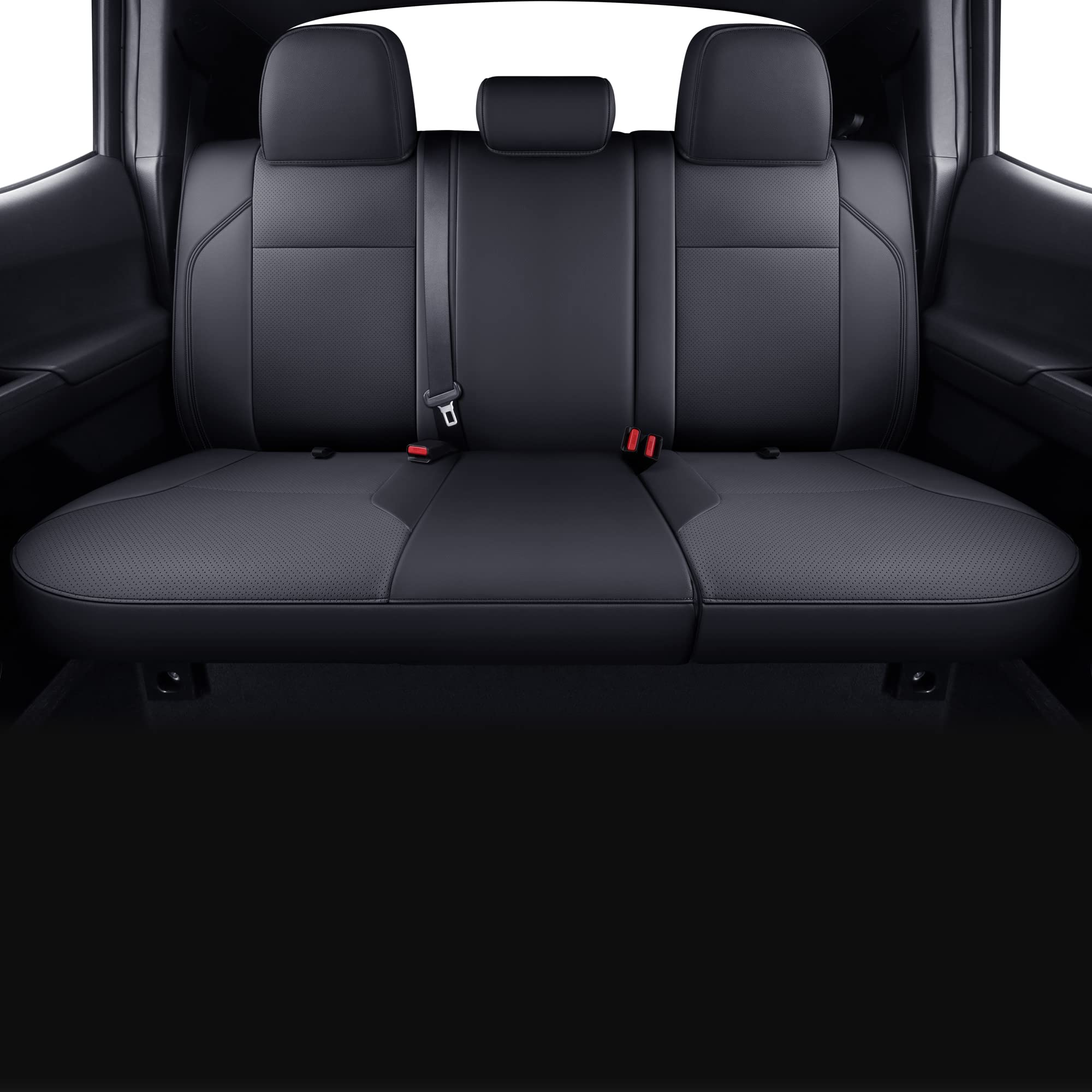 LUCKYMAN CLUB Tacoma Custom Fit Faux Leather Seat Covers Full Set (2024-2026 Crew) - Black