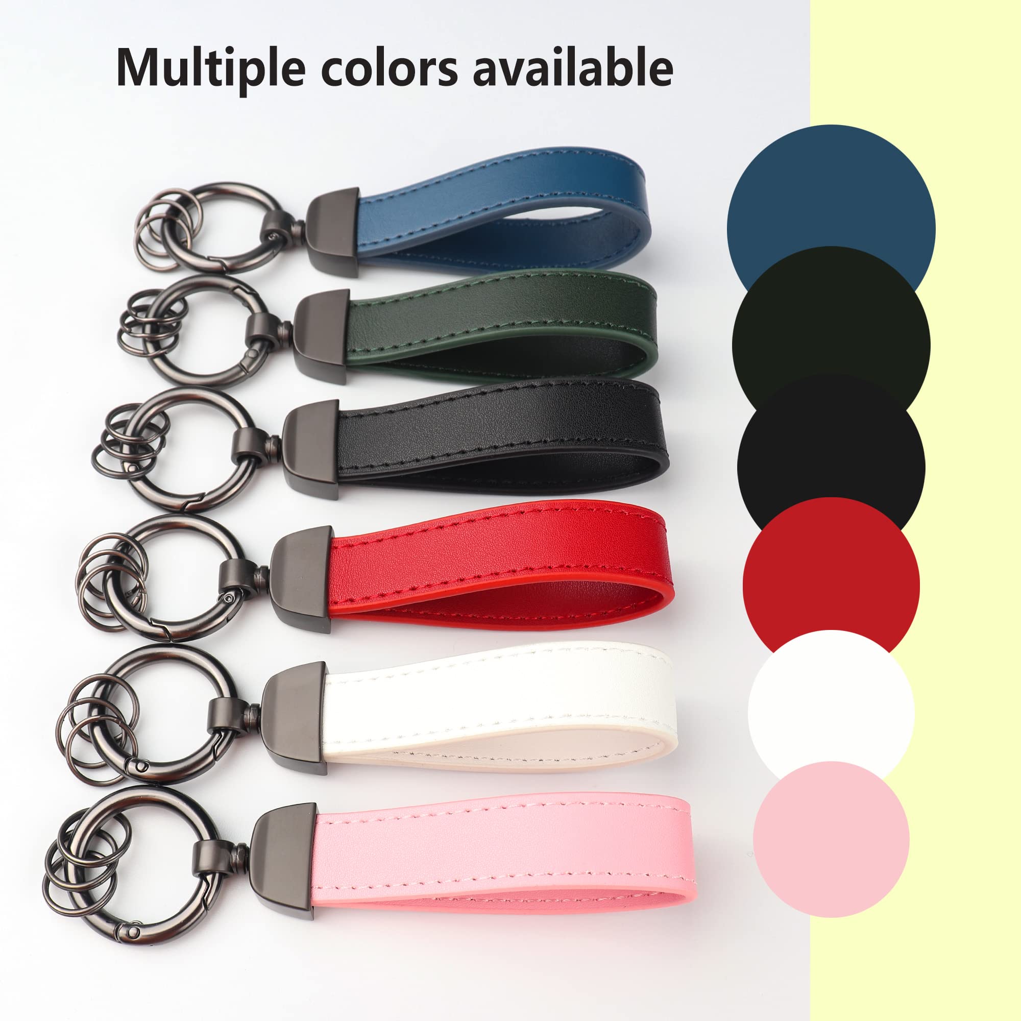 Turcee Leather Car Keychain,Creative Personality Leather Car Key Fob,Car Accessories Universal Key Fob Keychain For Men And Women (Black)