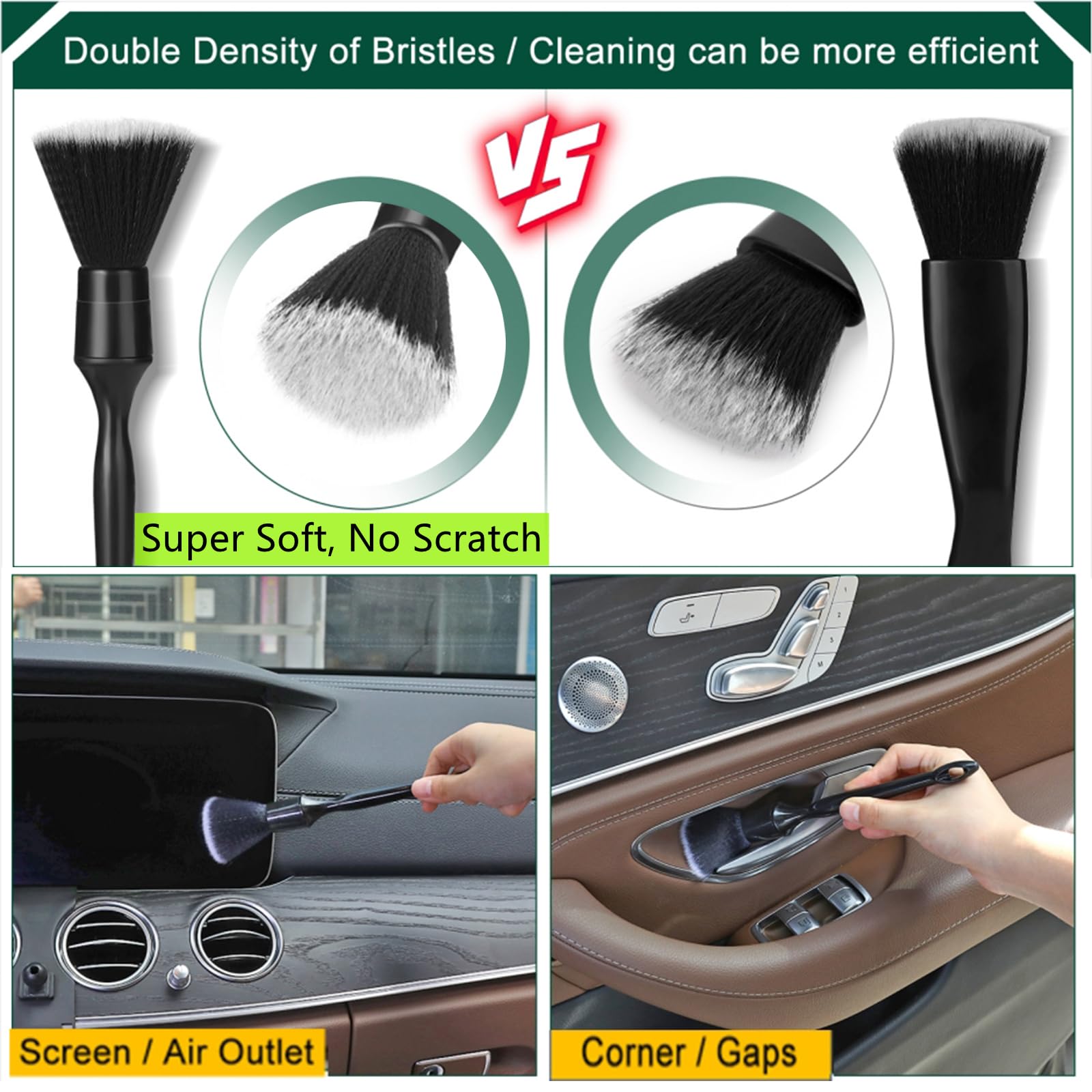 Fitosy Car Detailing Brushes Duster Cleaning Kits, Soft Hair Dashboard Air Vent Crevice Dusting Detail Cleaner Interior Accessor