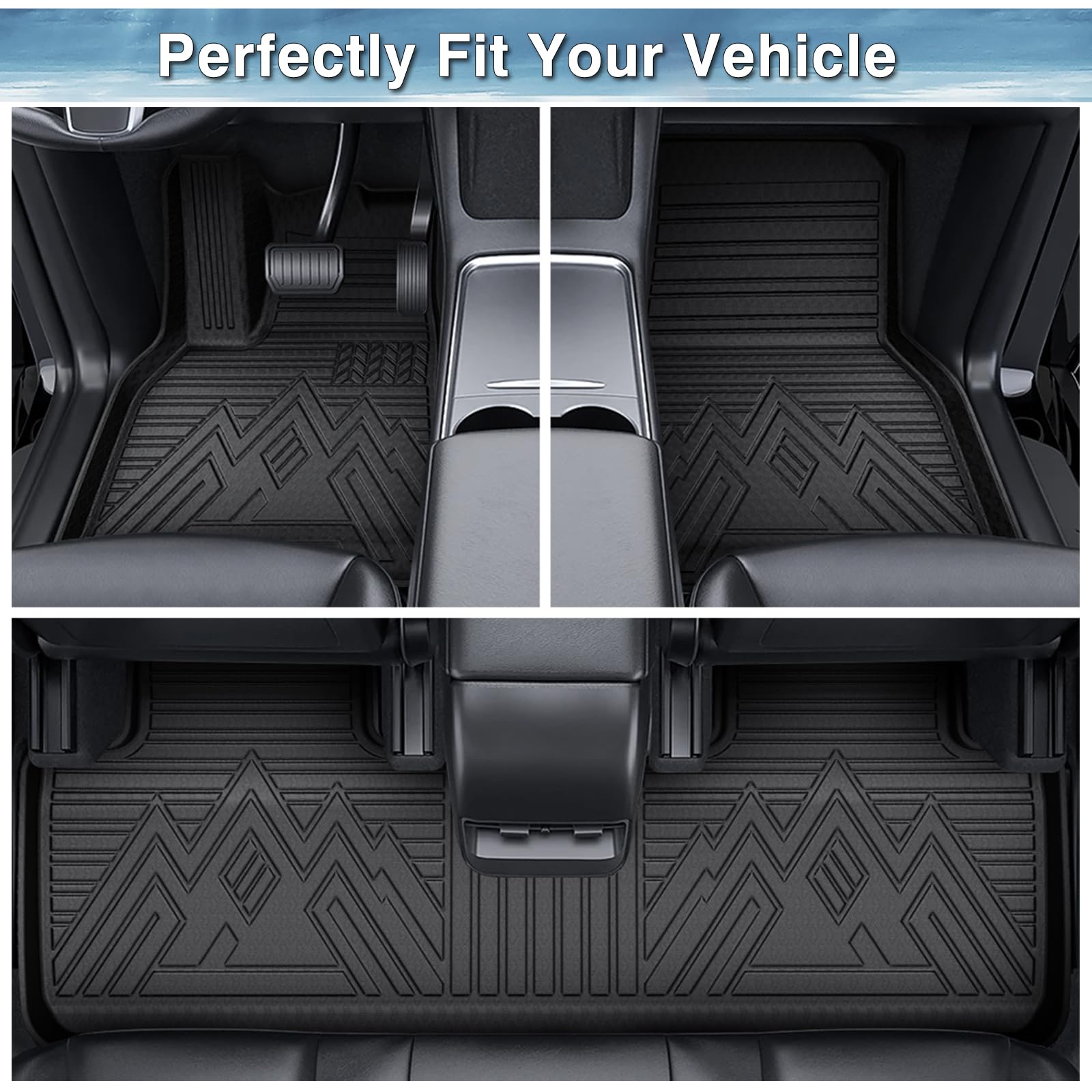 Mixsuper Floor Mats for Ford Expedition/Lincoln Navigator 2018-2024, Only for 8 Seater, Including Max and L, Fit with 2nd Row Be
