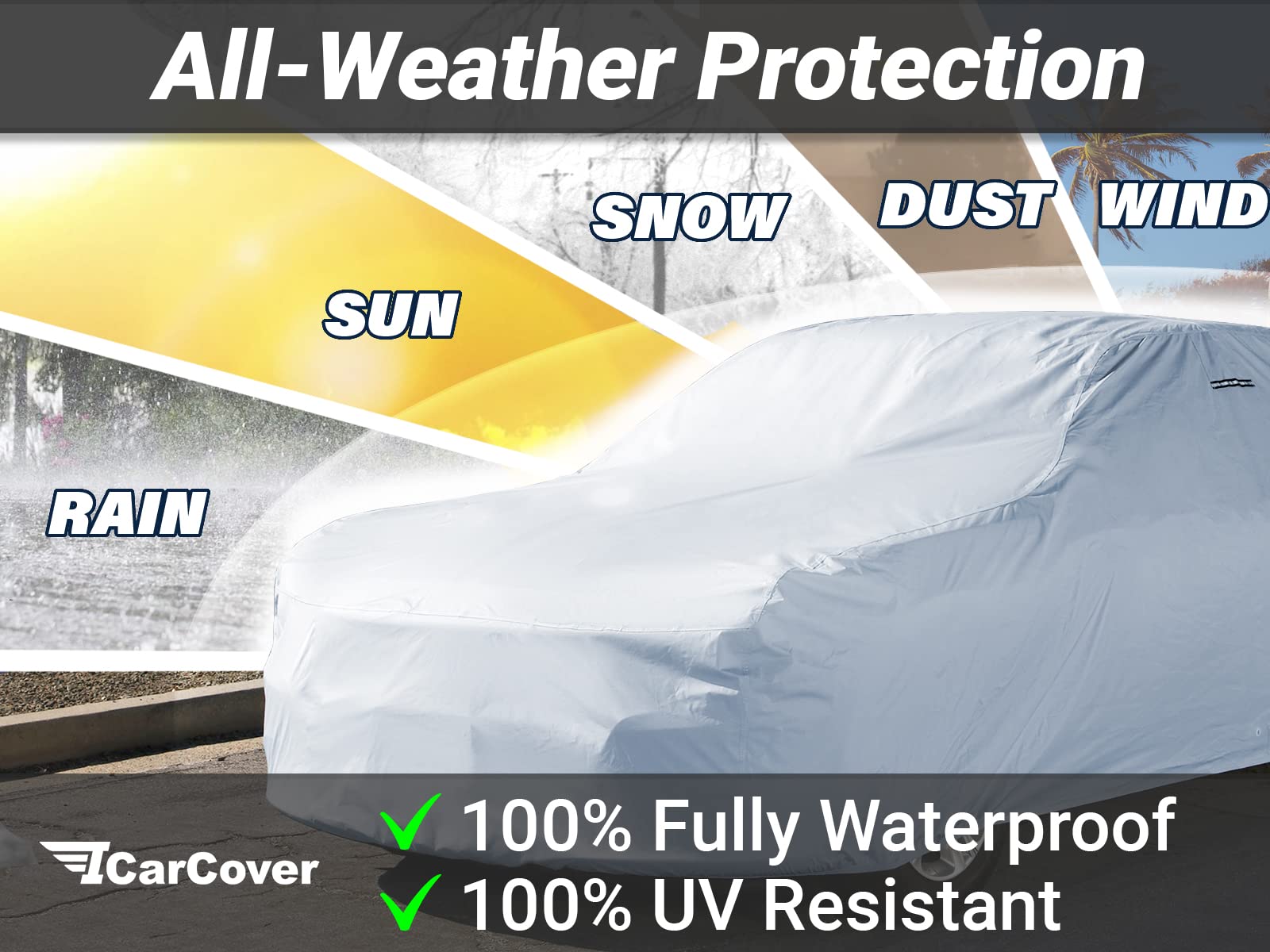 Icarcover Custom Car Cover For 1950-1957 Chevy Bel Air 2-Door, 4-Door, Waterproof All Weather Rain Snow Uv Sun Protector Full Ex