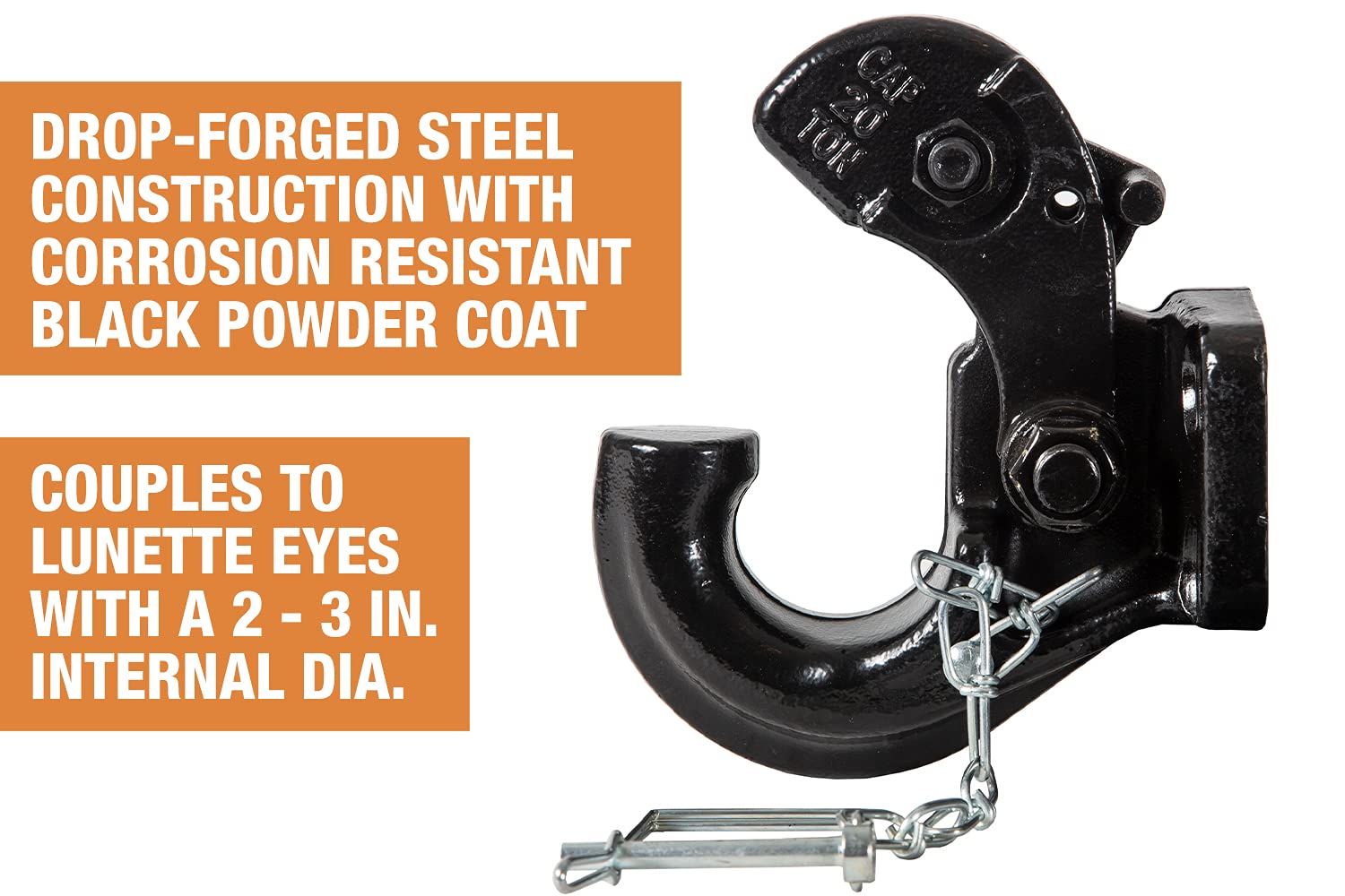 Buyers Products Ph20 20 Ton Pintle Hook, Mgtw 40,000 Lbs, 8,000 Mvl Pintle Hitch, Mounting Kit Sold Separately