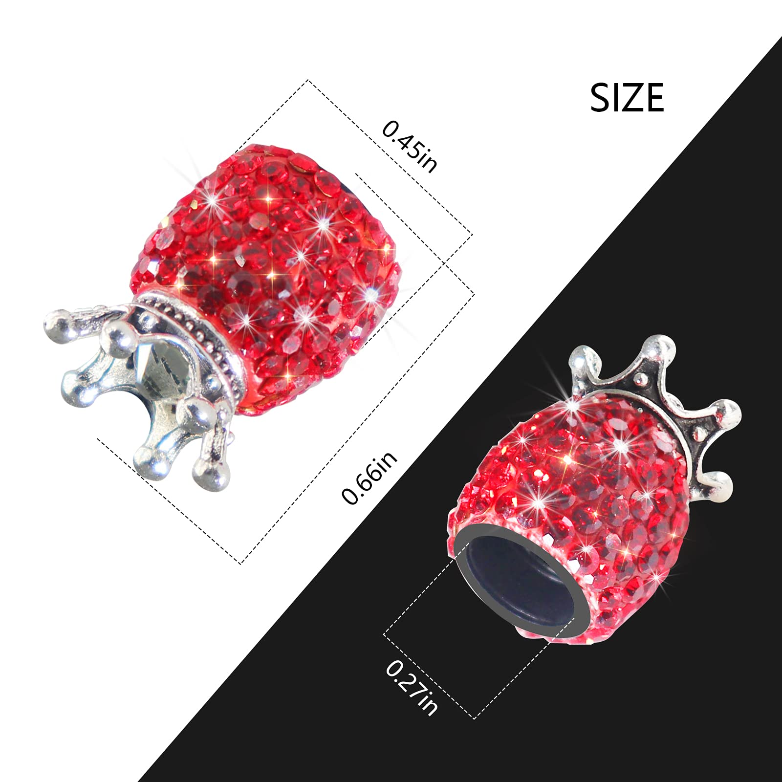 Sikawai Bling Tire Valve Stem Caps Crown Valve Caps Sparkling Handmade Crystal Rhinestone Universal Car Tire Valve Caps Chrome,A