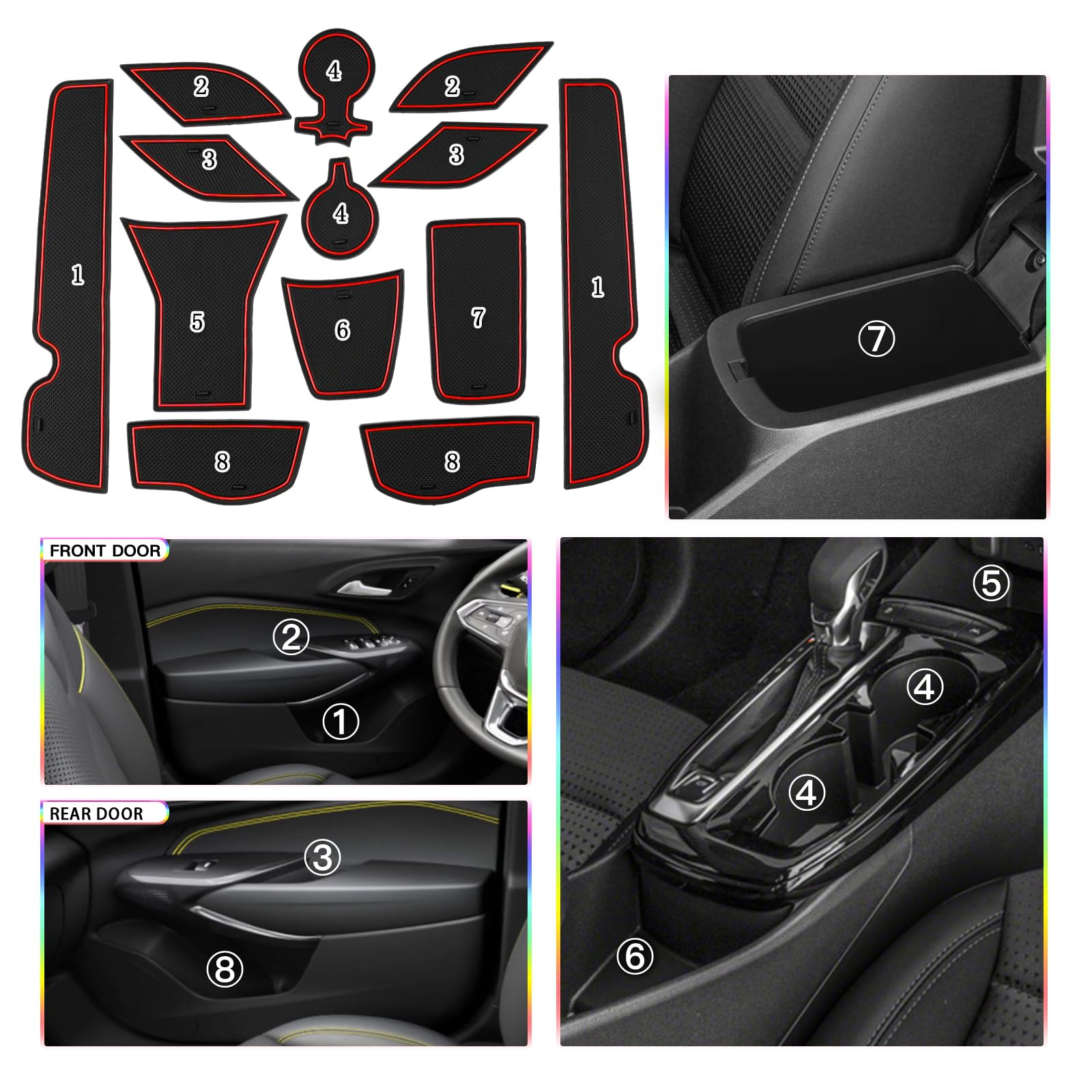 SKTU 2024 2025 Chevy Trax Door Slot Mat for 2024 2025 Chevrolet Trax (LS,1RS,LT,2RS,ACTIV) 2024 2025 Chevy Trax Accessories 14PC