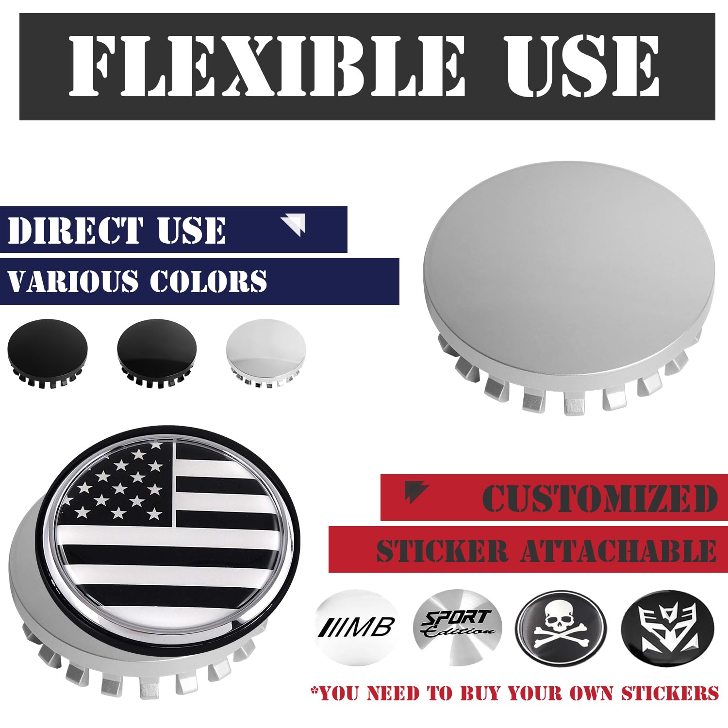 Kitspro 3.25Inch 83Mm Wheel Center Caps For Chevrolet Chevy Gmc Colorado Tahoe Suburban Silverado Sierra 1500 Rim Hub Caps, Pack