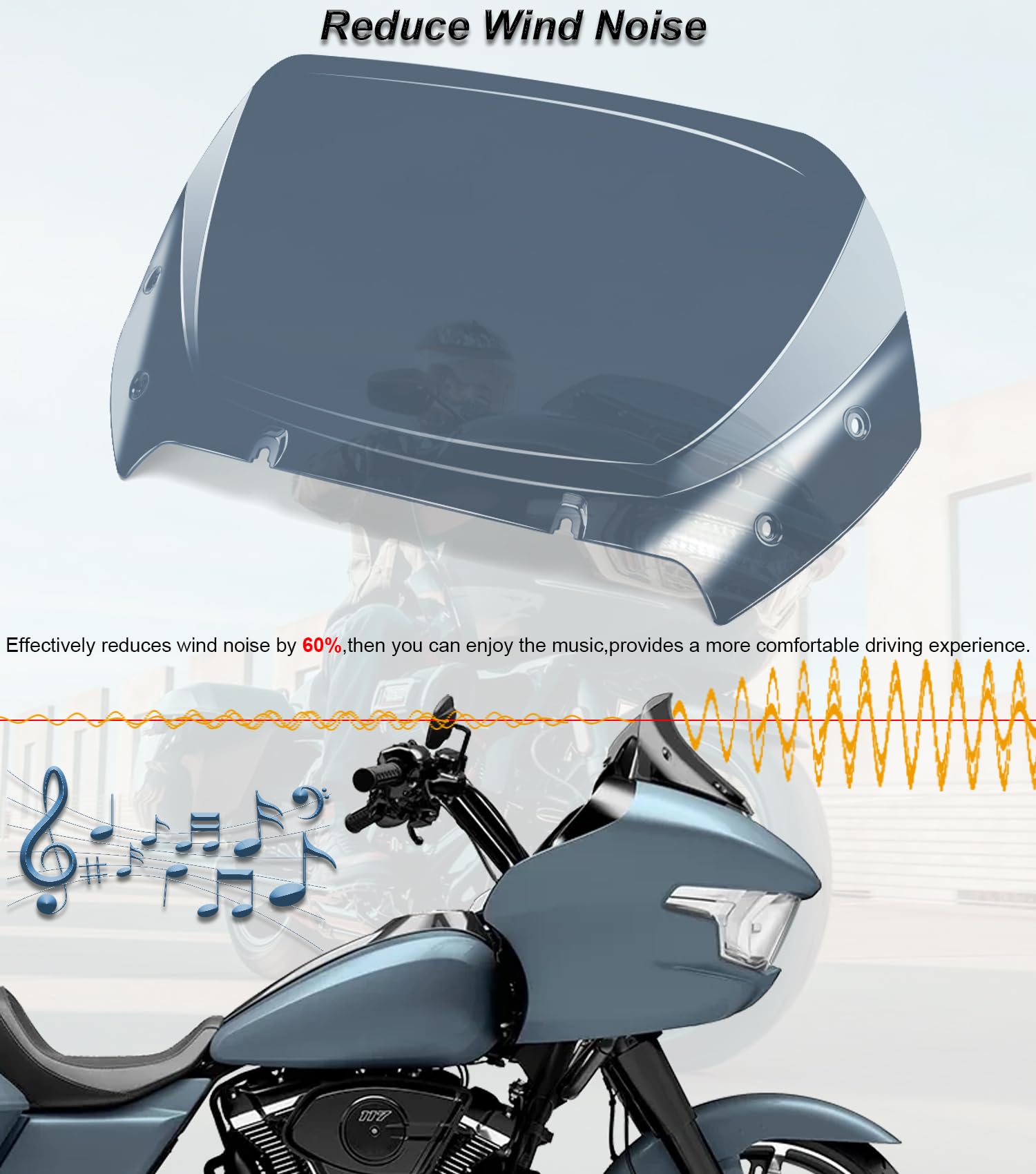 10'' Wave Windshield Windscreen Wind Splitter fits for Harley Davidson CVO Road Glide FLTRXSE 2023-up, CVO Road Glide ST FLTRXST